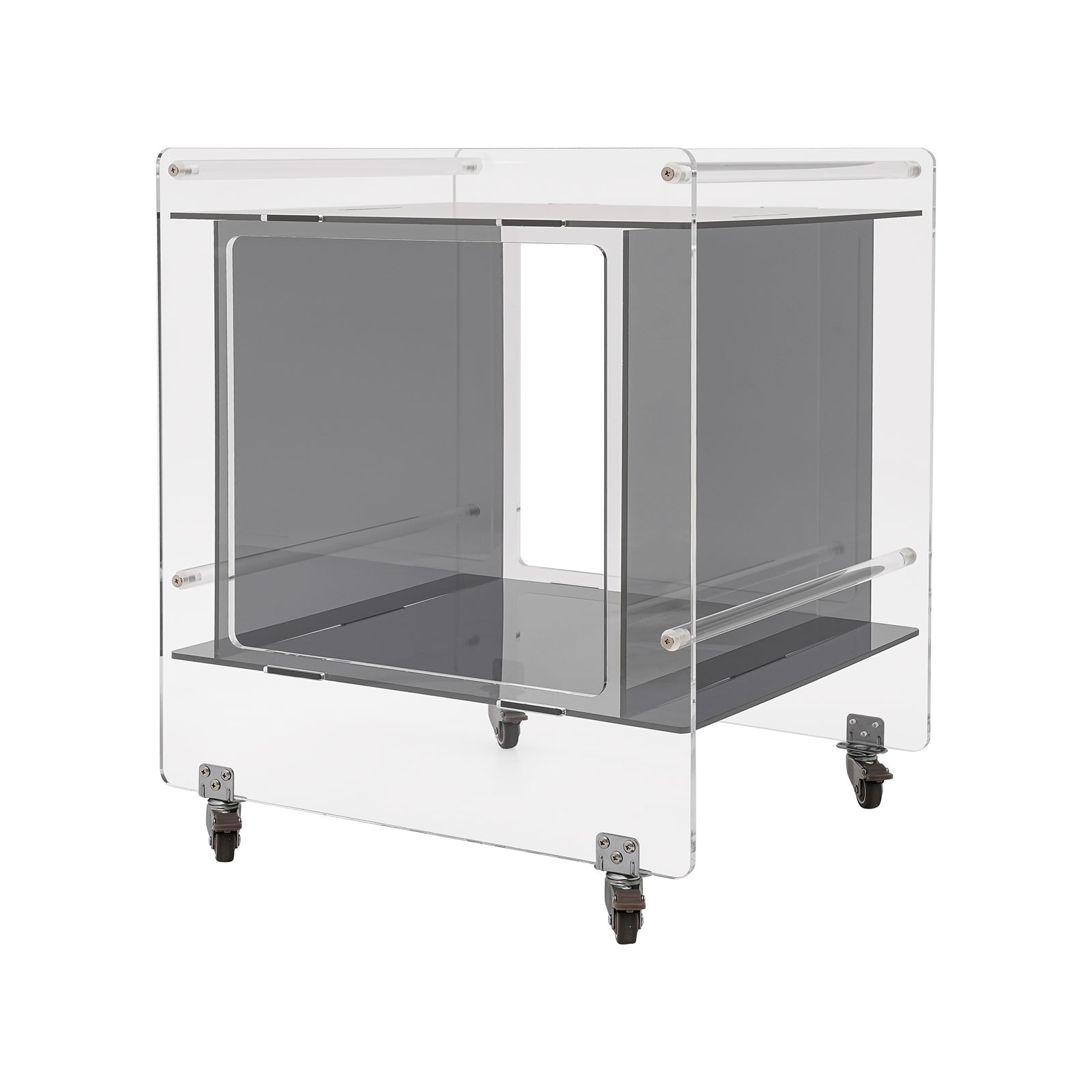 46x40x55cm Side Table Acrylic Mobile Table Multifunctional End Table with Wheels
