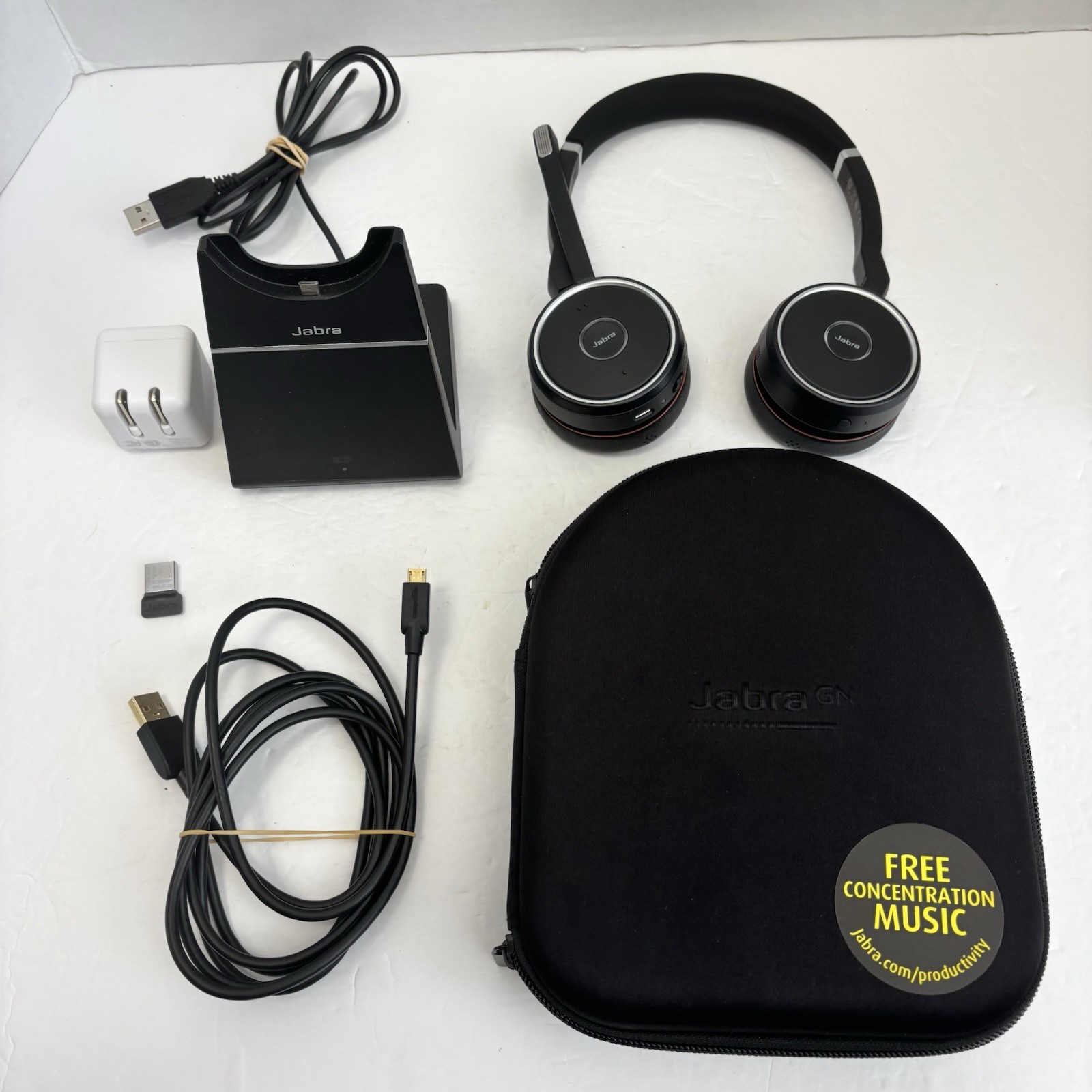 Jabra Evolve 75 SE Wireless Bluetooth Headset w/ Charging Stand, Dongle, & Case