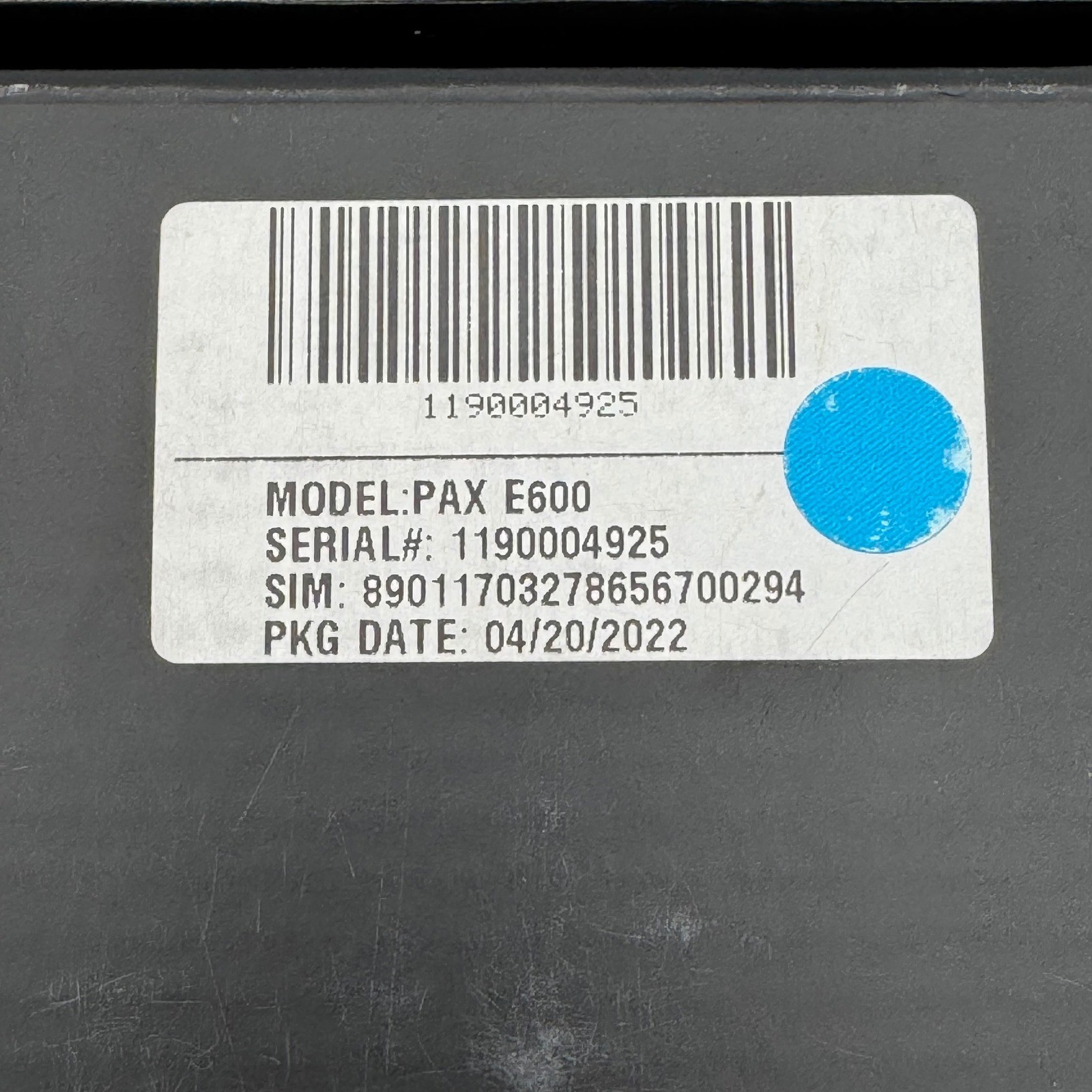 Payanywhere PAX E600 Smart POS Terminal Touchscreen Base Untested