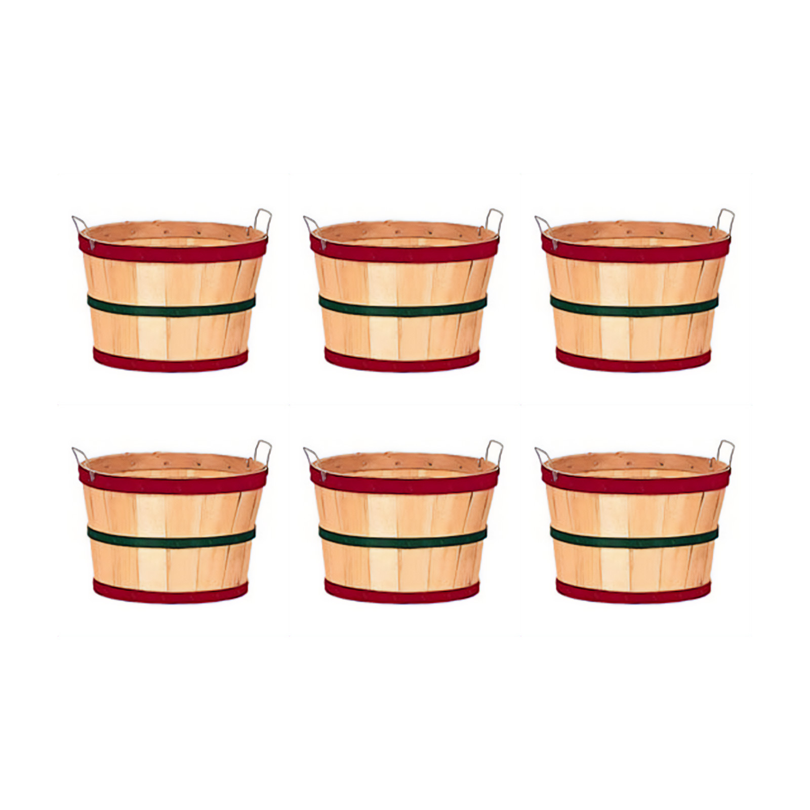 Red & Green Banded Half Bushel Basket Case of 6