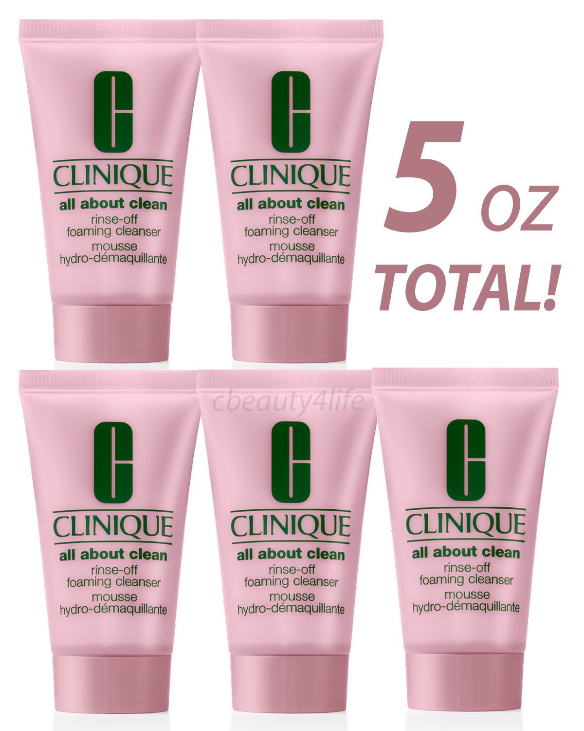 Clinique All About Clean Rinse Off Foaming Cleanser -  1 oz Each - 5 PACK!