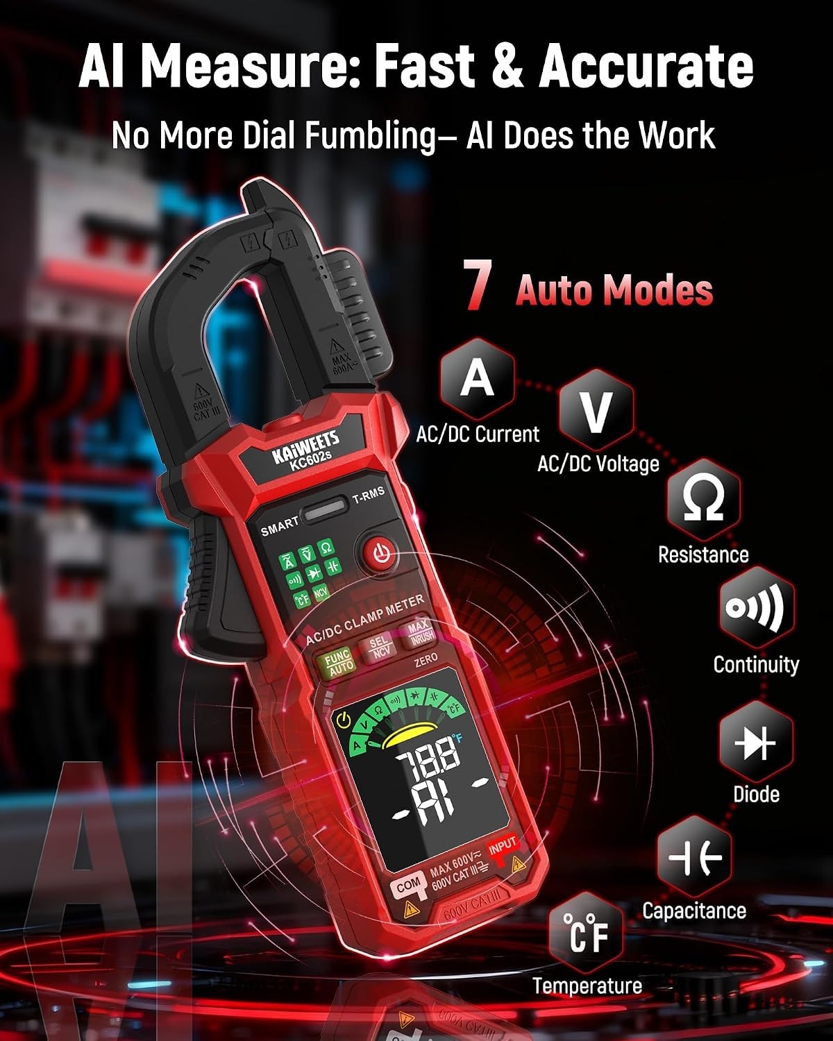 Smart Digital Clamp Meter, 2026 Intelligent Auto Ranging Multimeter 600A TRMS...