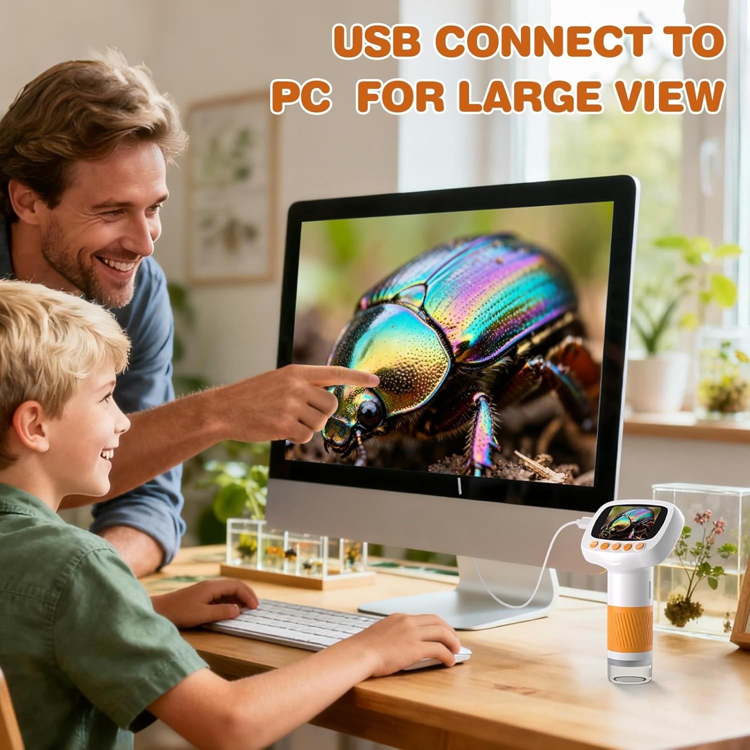 Kids Microscope with Adjustable LED and USB Connection Explore Like a Scientist