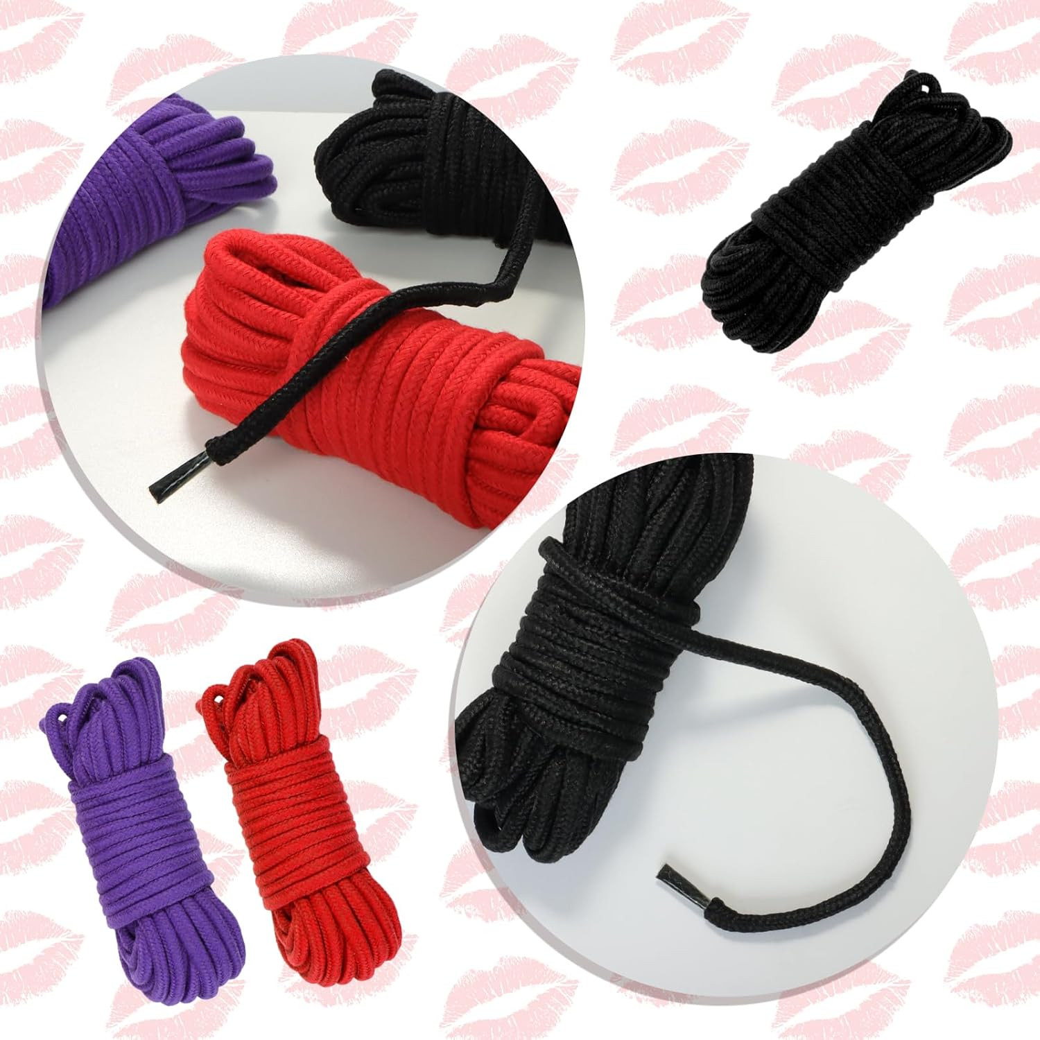BDSM Shibari Rope Kit - 3pcs Soft Cotton Bondage Rope for Beginners