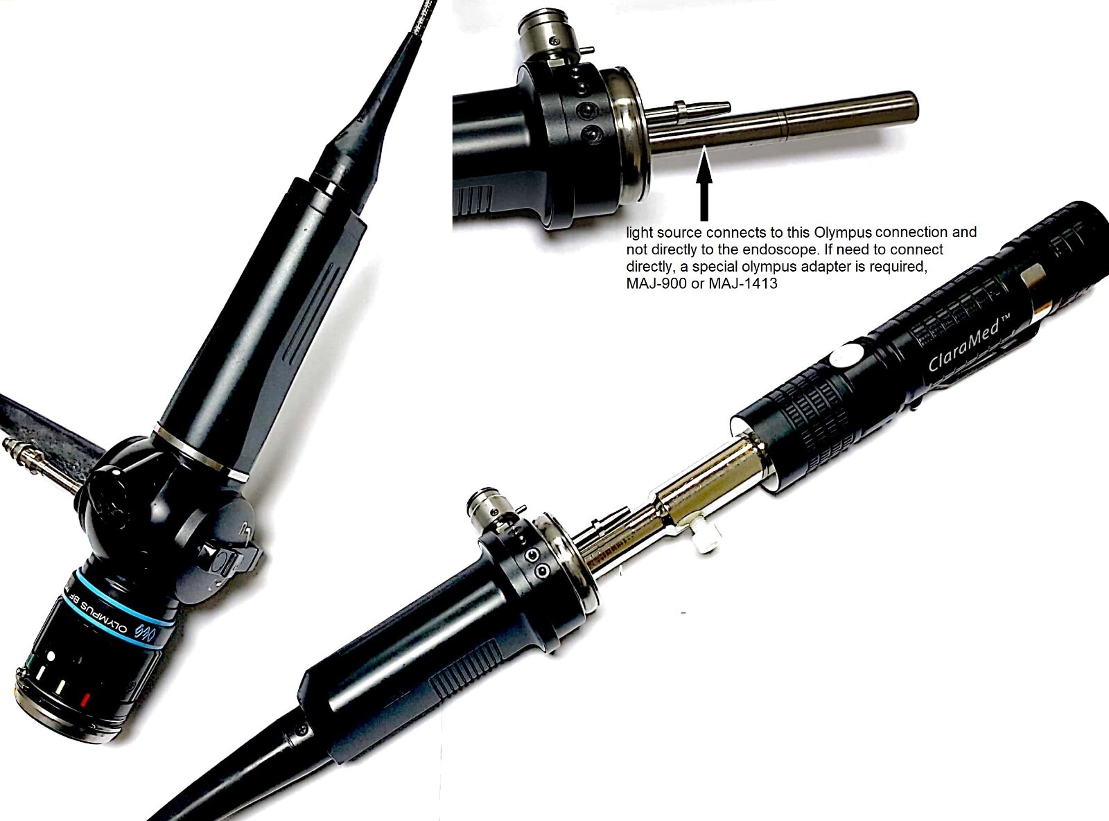 ClaraMed Battery/USB light source compatible with ACMI/Olympus/Storz endoscopes