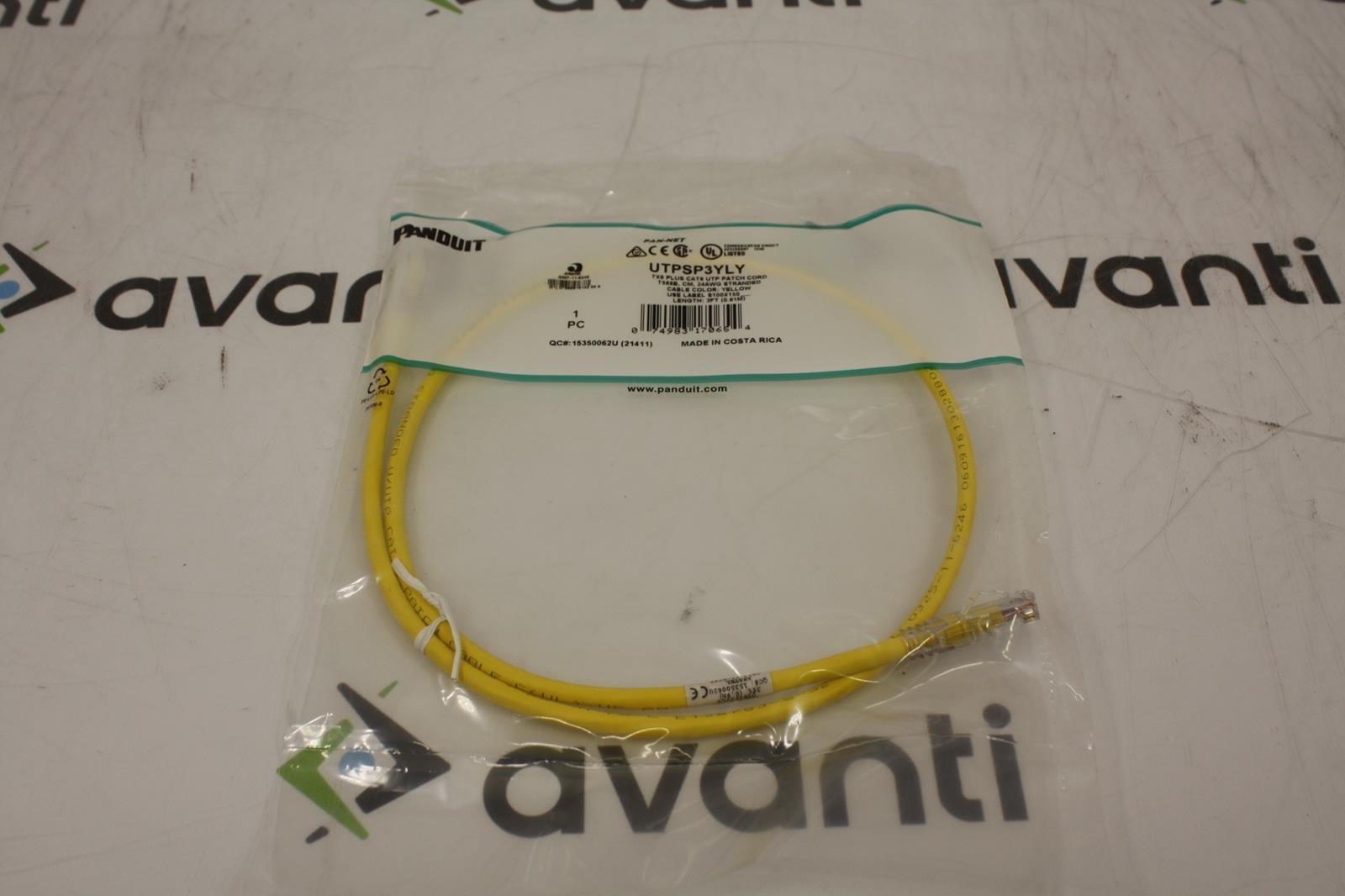 PANDUIT UTPSP3YLY 24AWG 3FT LENGTH CAT 6 CLASS NEW 244659