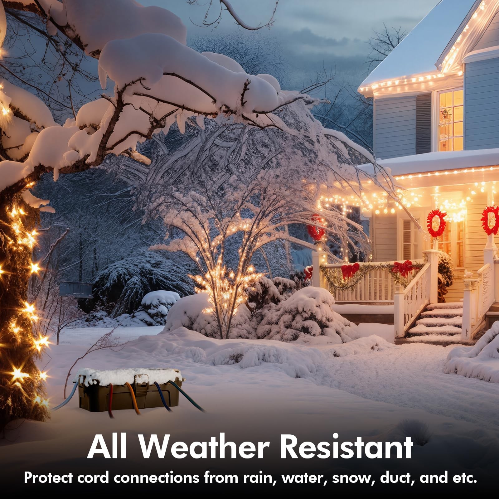 Outdoor Electrical Box, IP54 Weatherproof Extension Cord Cover with 6 Cable E...
