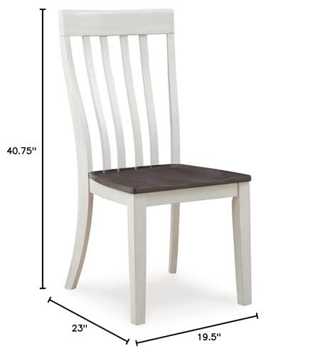 Darborn Farmhouse Armless Dining Chair with Contoured Seat, Set of 2, White &