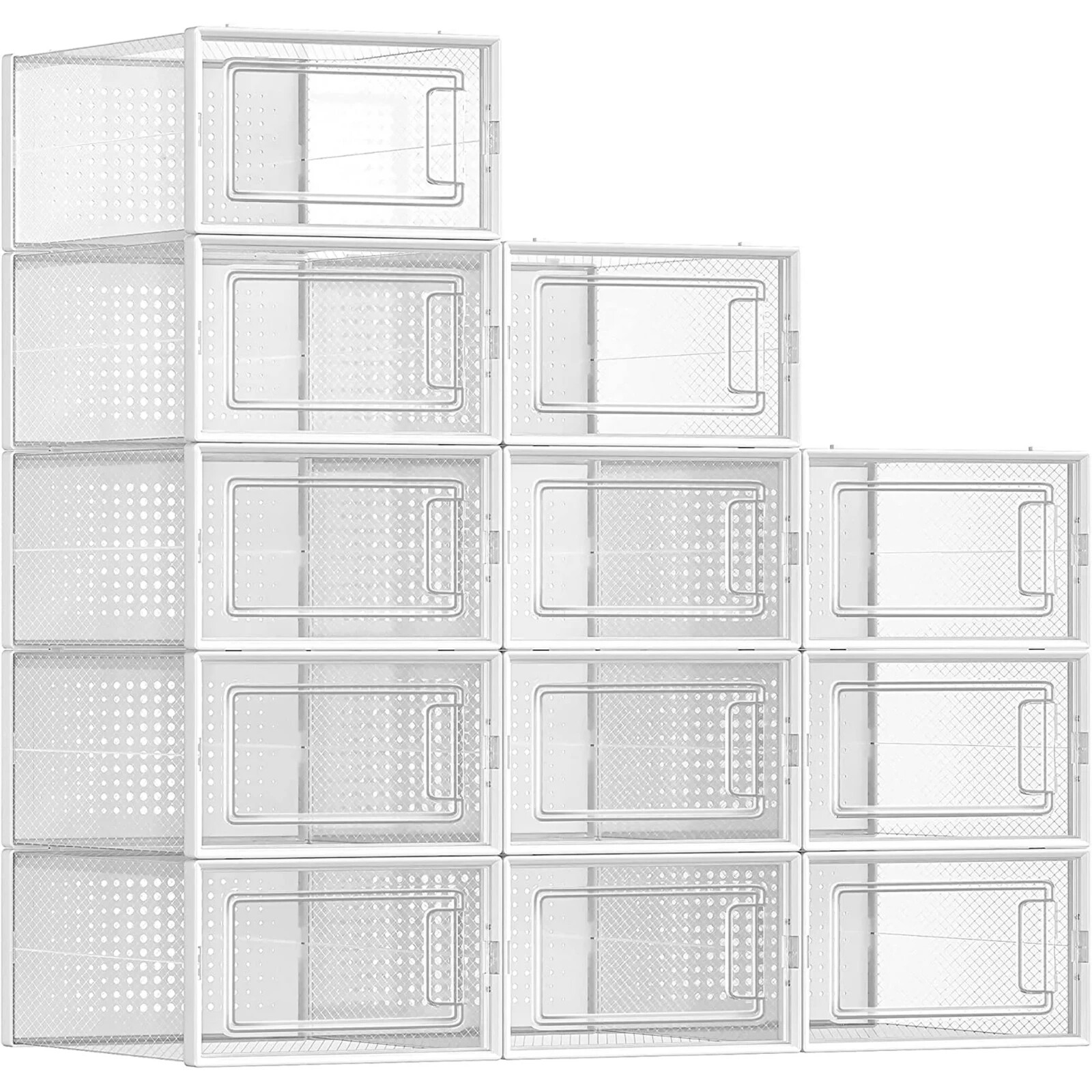 Zapatero Organizador Apilable De Plastico Para Closet 12 Cajas De Zapatos Pares