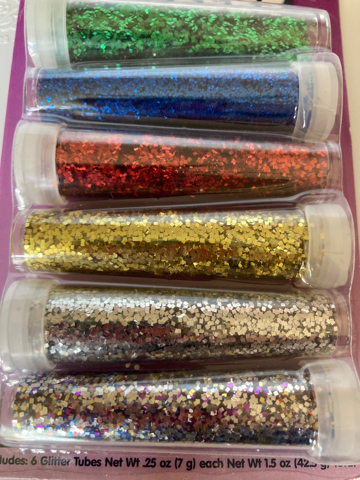 GLITTER SHAKERS Variety Pack 6 Colors Green Red Blue Gold Silver Multi 1.5oz Tot