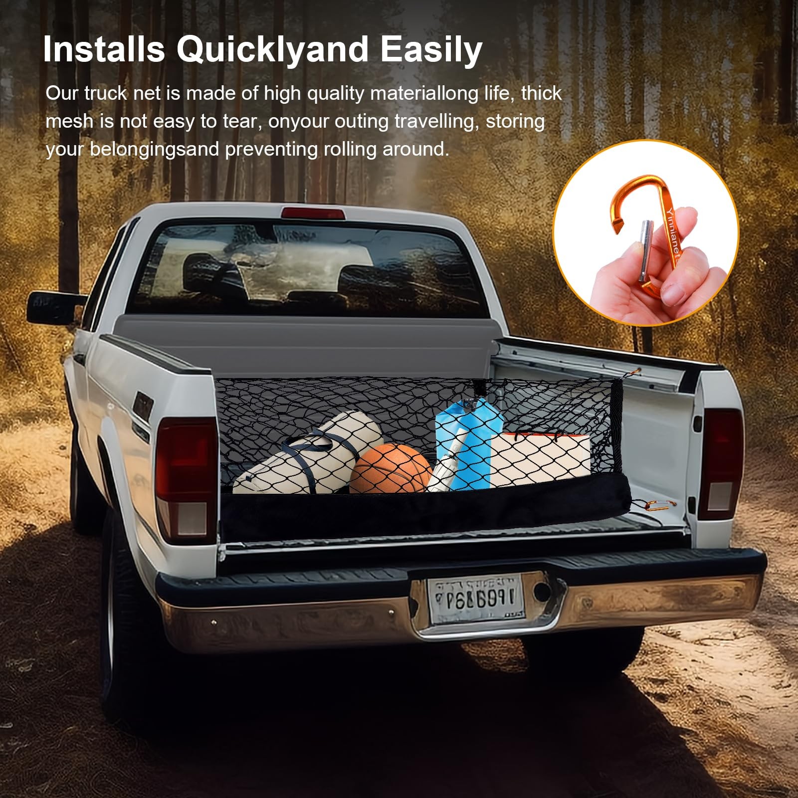 Envelope Style Cargo Net Compatible Silverado/Sierra 1500 (Black), Orange
