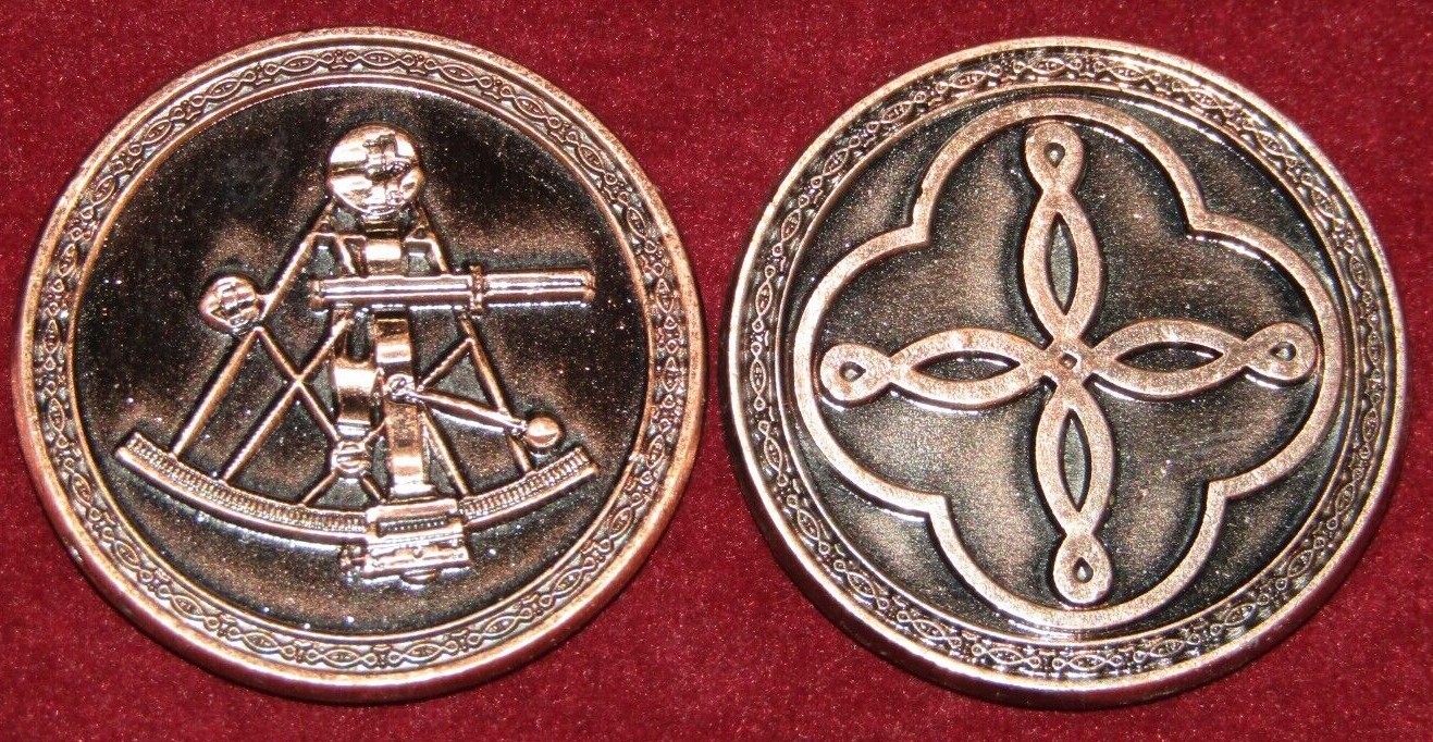 TWO SEXTANT LUCKY COPPER TOKEN PROTECTS AGAINST DANGER & BAD LUCK-BRINGS POWER