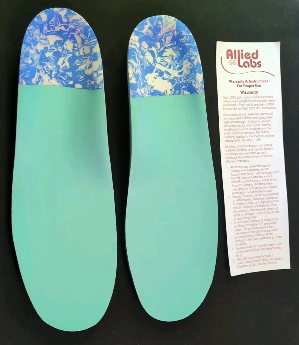 1 Pair Custom Orthotics Arch Supports Insoles for Feet OSI Allied Labs - SIZE 12