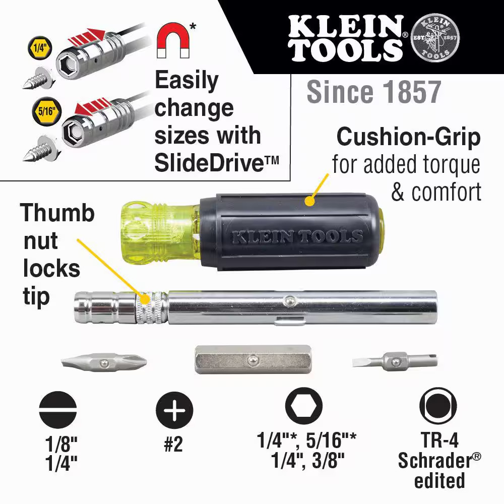 HVAC 8-In-1 Slide Driver Screwdriver & Nut Driver