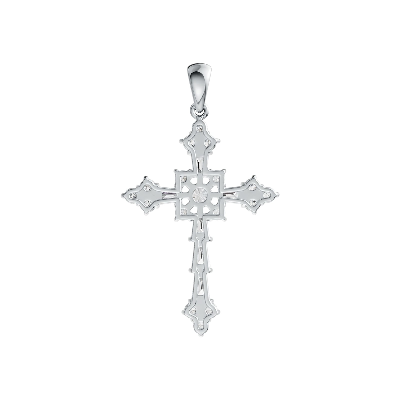 Sterling Silver Semi Mount Pendant Setting Round RD 4x4mm Cross Theme