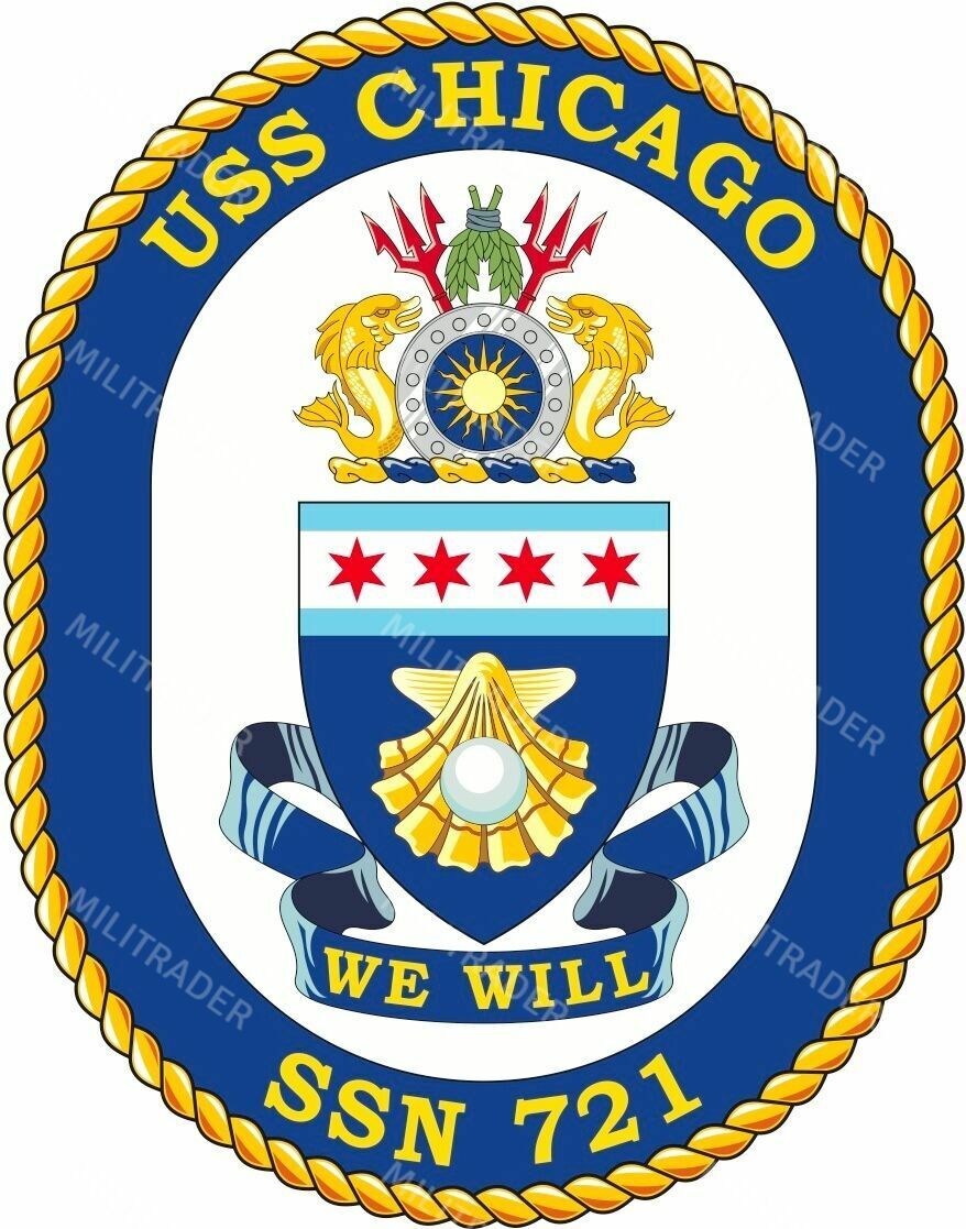 USS Chicago SSN 721 Self-adhesive Vinyl Decal/Sticker (size in height)