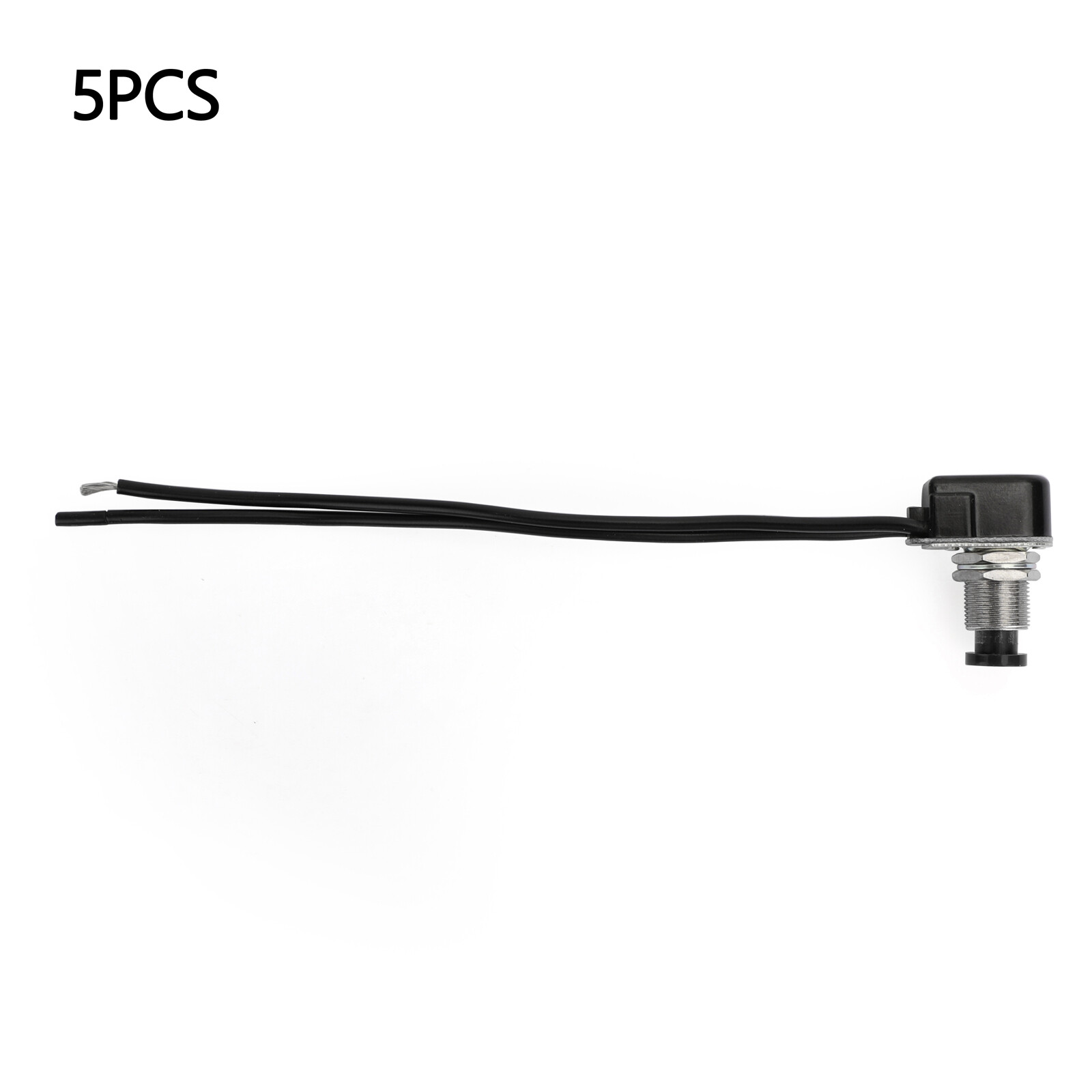 5pc Normally Open Momentary Self-resetting Push Button Reset Switch w/Wire Black