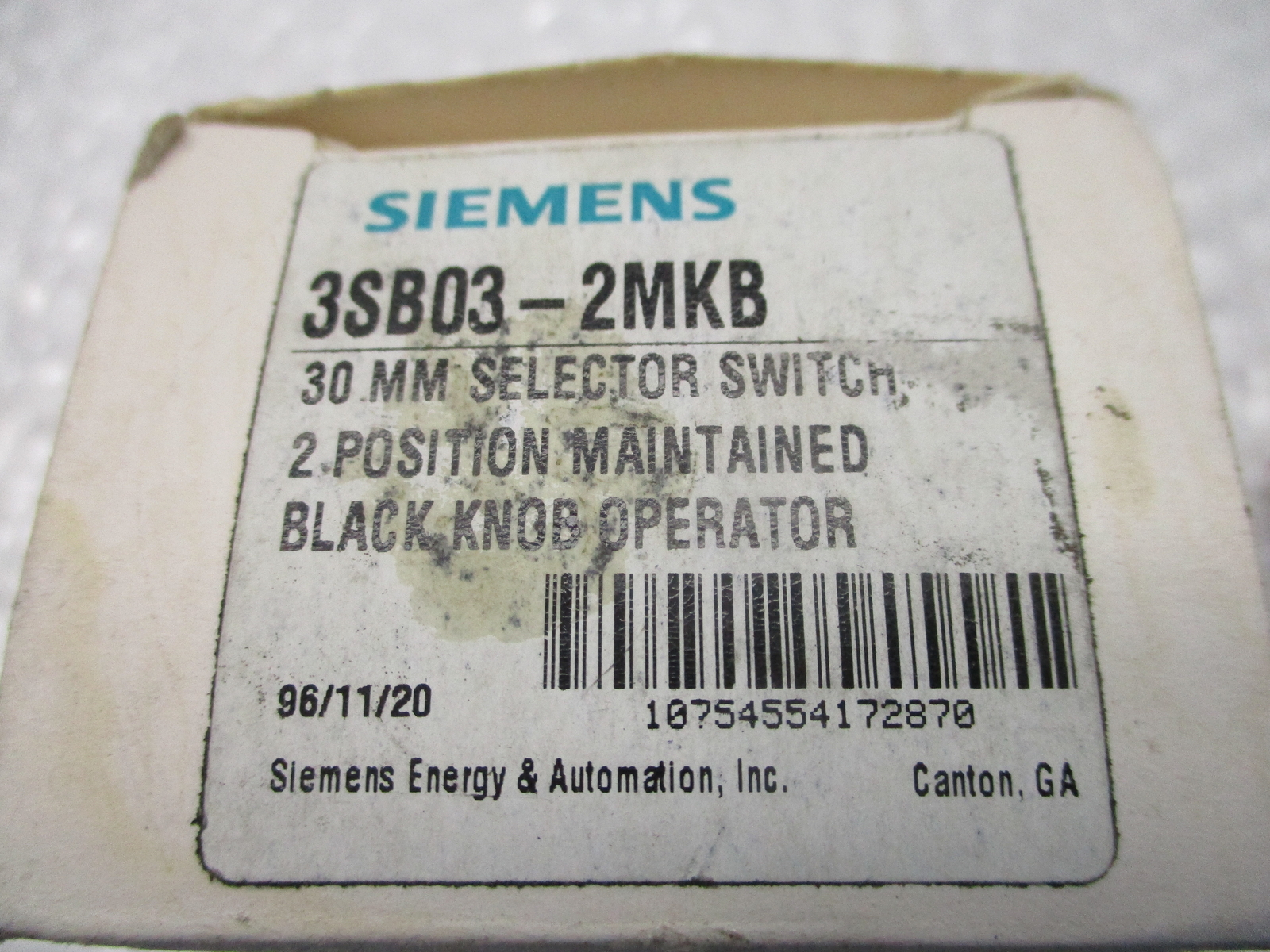SIEMENS 3SB03-2MKB OPERATOR KNOB BLACK NSMP