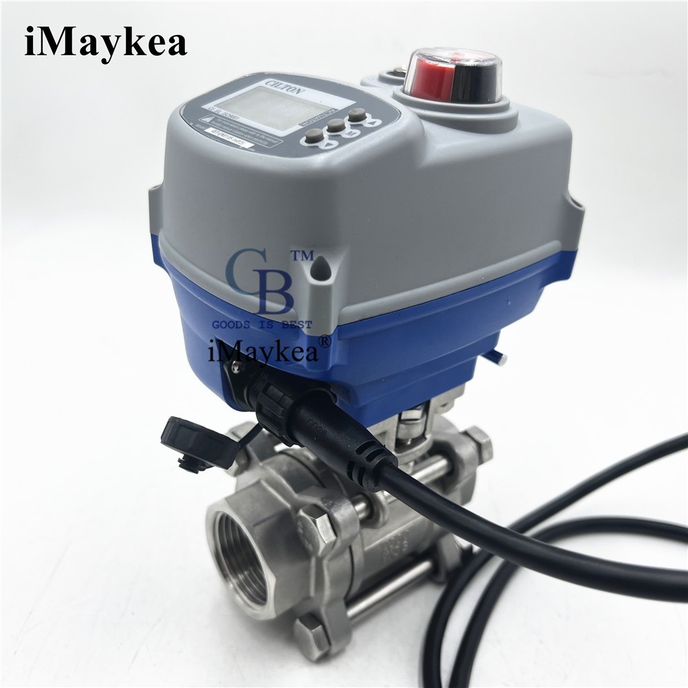 AC220V 1/2" NPT 4-20mA Three-Piece Motorized Proportional Regulating Ball Valve