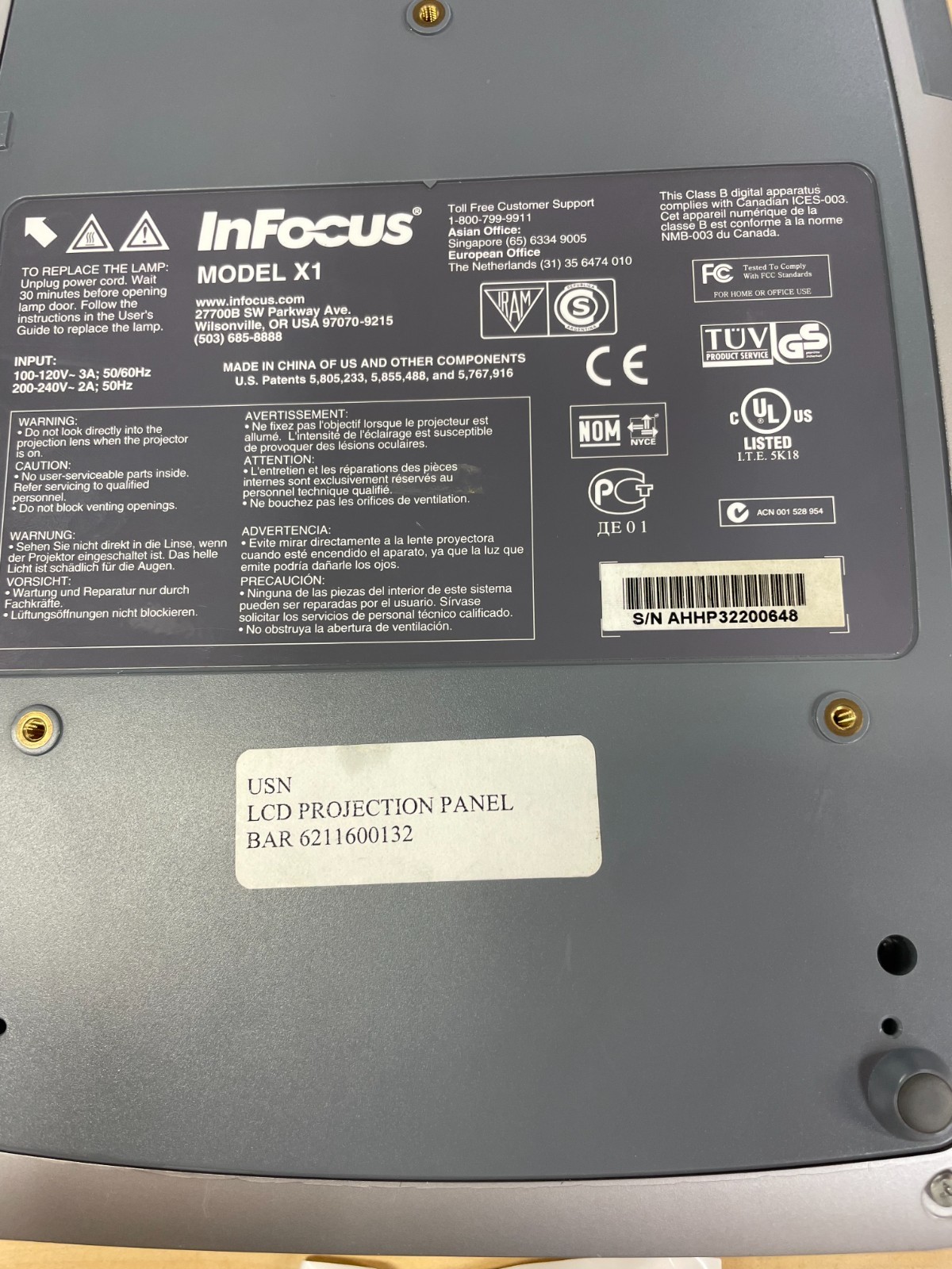 Infocus Model X1 Projector, No Remote, UNTESTED - AS IS