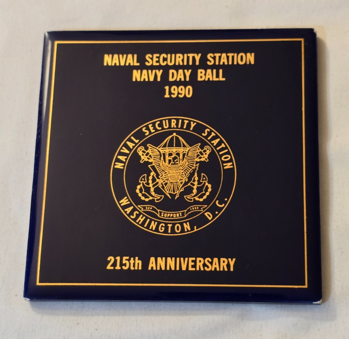 Naval Security Station Station Washington DC Navy Day Ball 1990 Tile Coaster