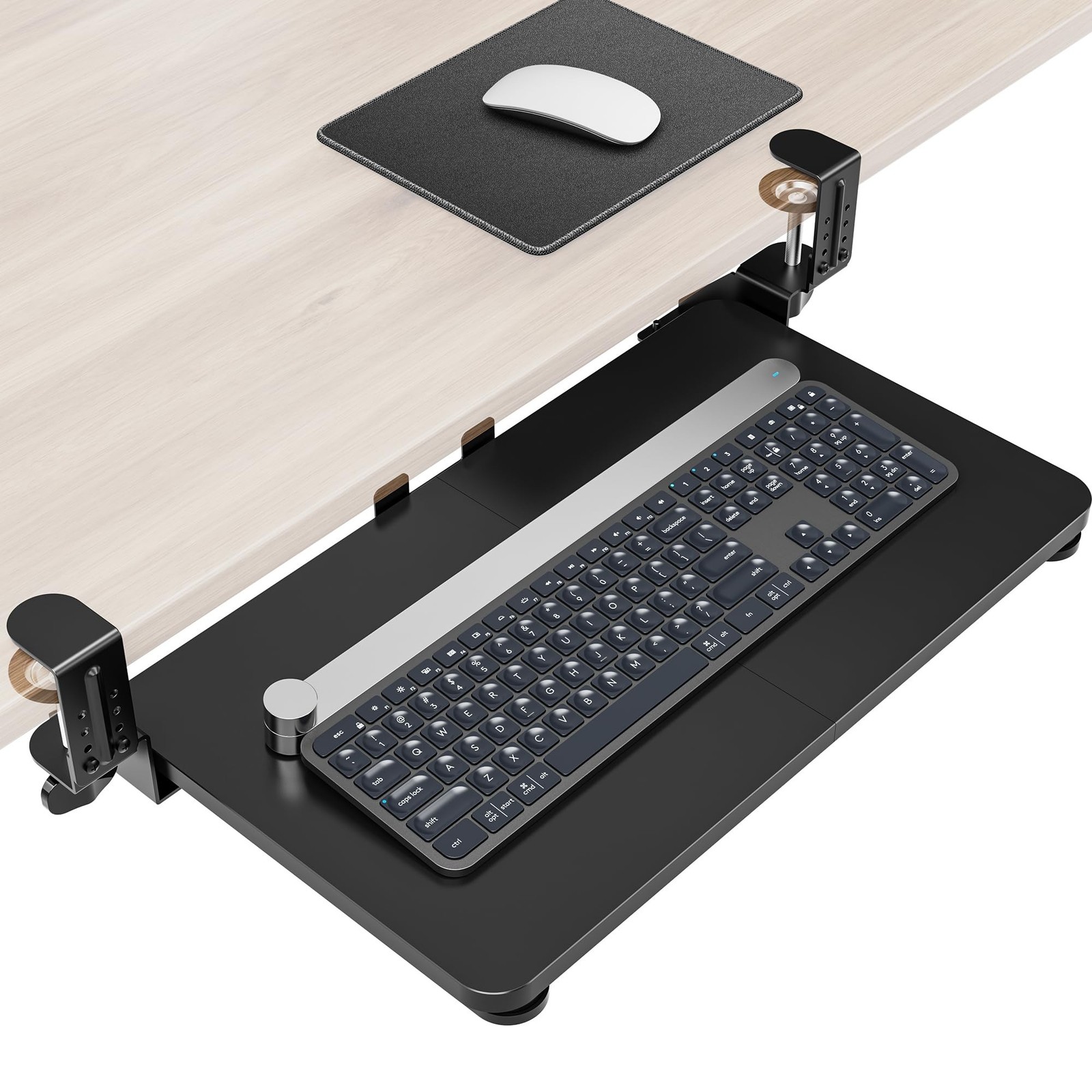 Ergonomic Mouse & Keyboard Tray Under Desk, Pull Out with Adjustable C-clamp,...