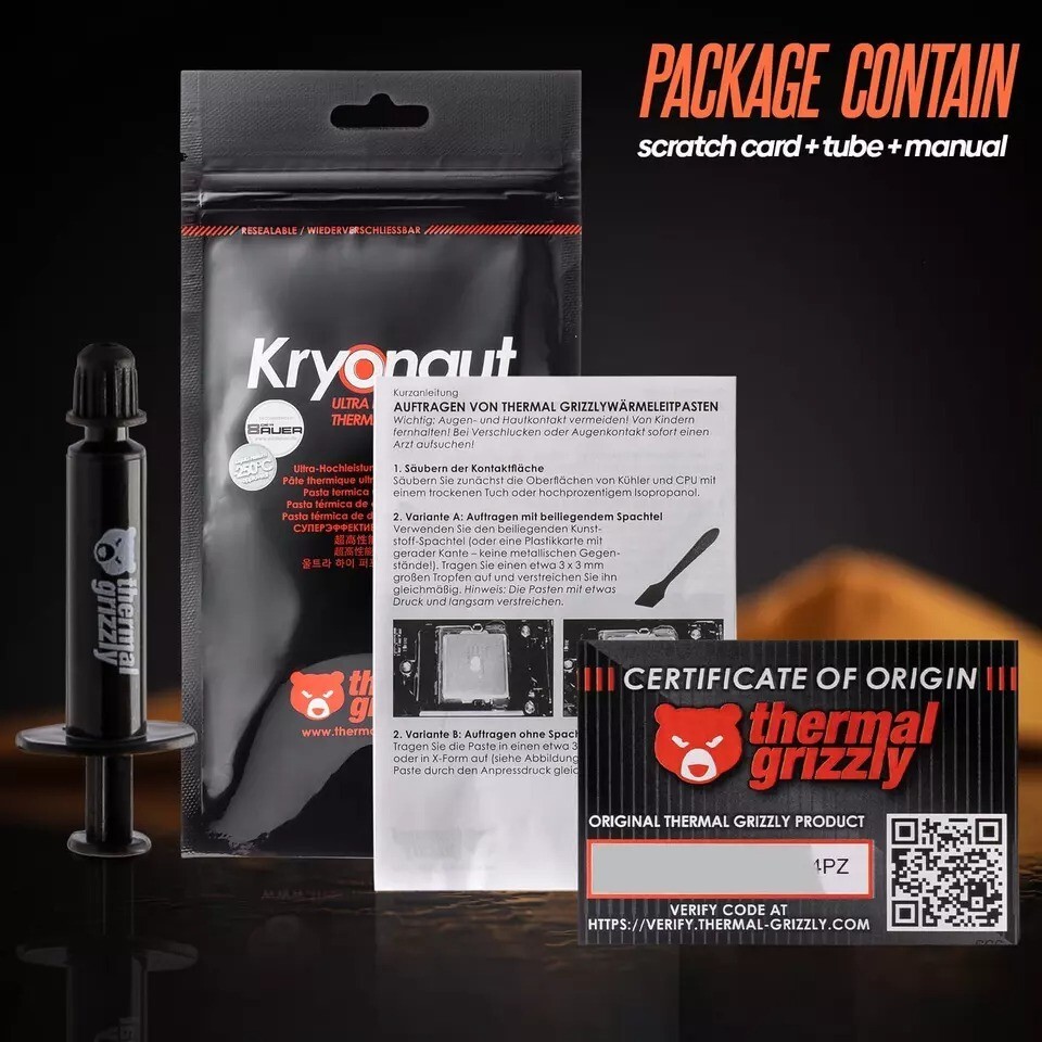 Thermal Grizzly Kryonaut theHigh Performance Thermal Paste Cooling All Processor