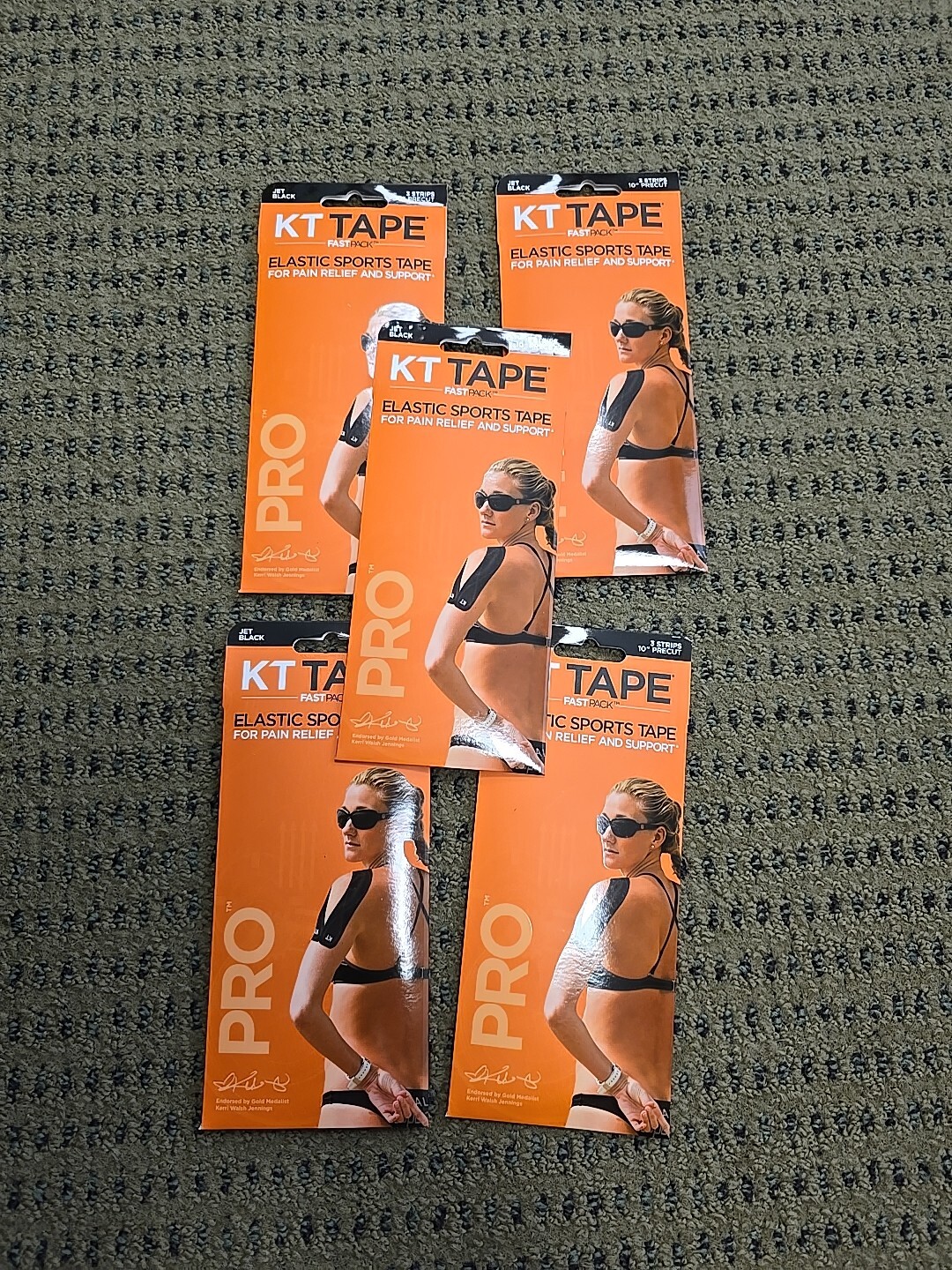 Kt Tape Fast Pack Jet Black 15 Pre Cut Strips