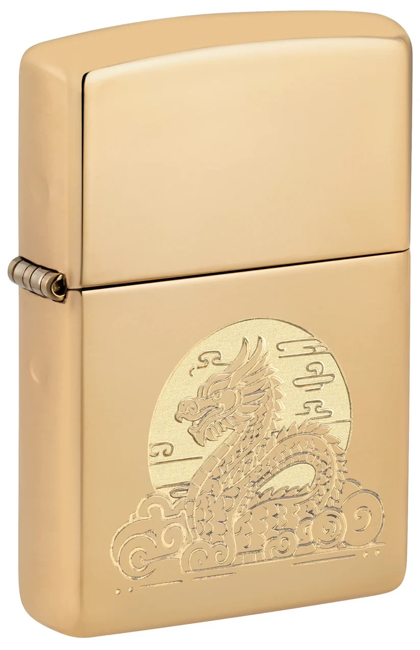 Zippo Moon Dragon Design High Polish Brass Double Lustre design 47147