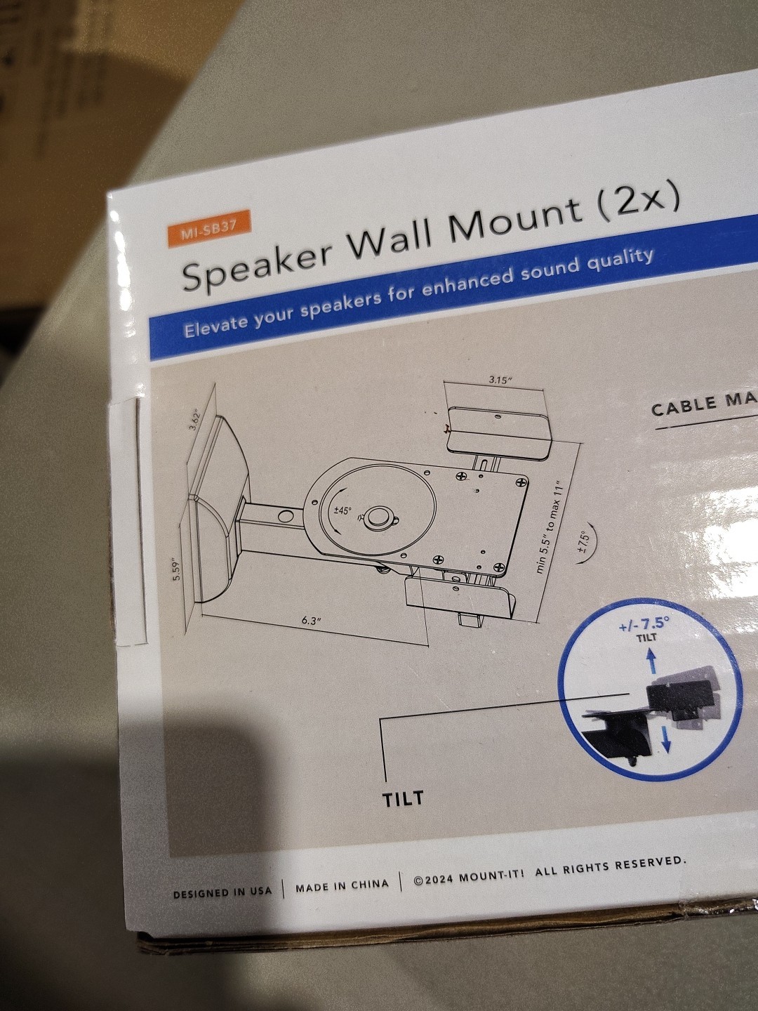 Speaker Wall Mounts w/ Sliding Clamps (pair)