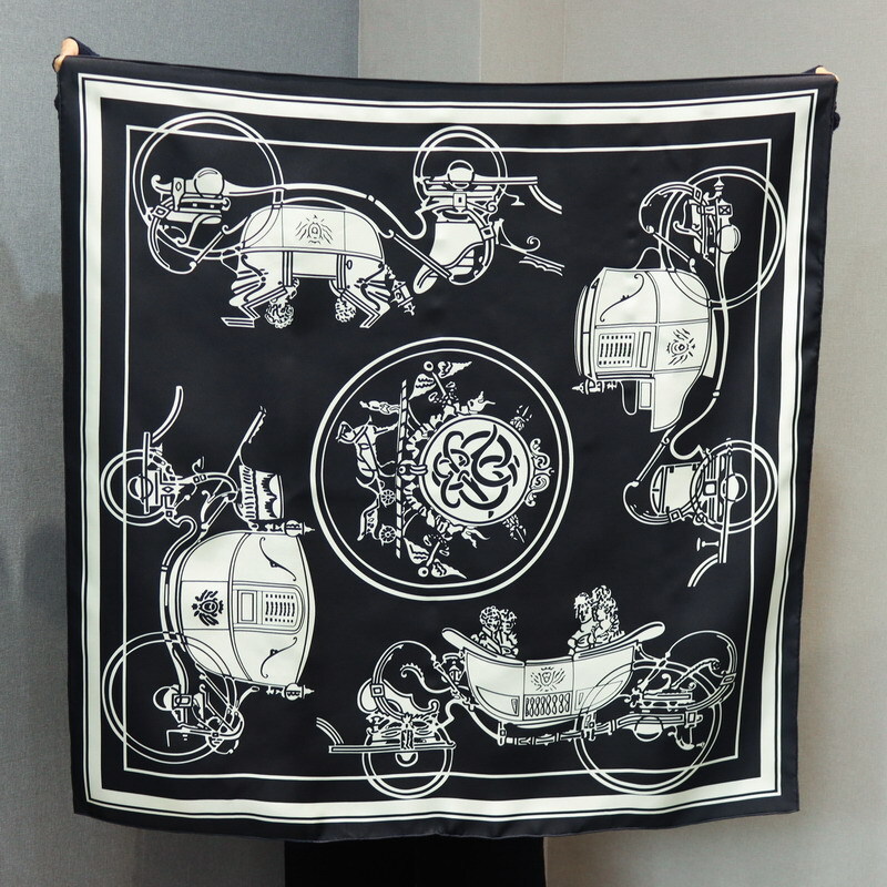 100% Twill Silk Scarf Man Women Fashion Carriage Shawl Hijab Kerchief 87*87cm