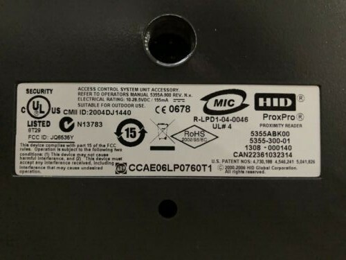 HID Proximity ProxPro 5355ABK00 Wall Card Keypad Reader, New Open Box, 5355