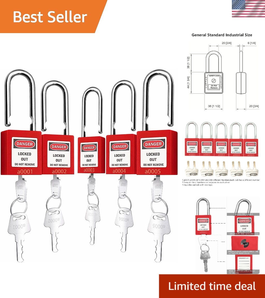 Professional Lockout Tagout Locks - 5pcs Key Alike Set for Safety Compliance