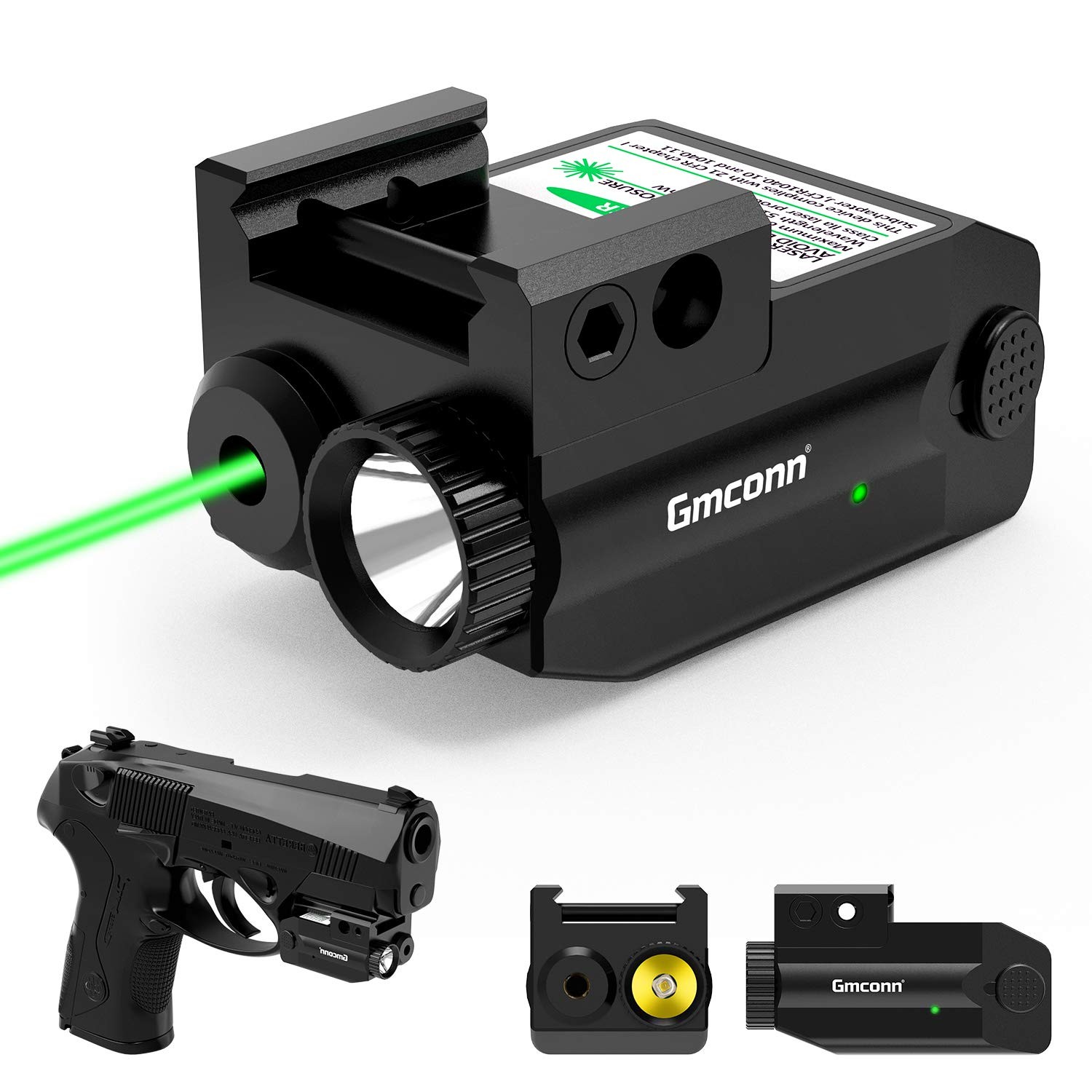 Gmconn Pistol Green Red Laser Light Combot, 350 Lm Gun Flashlight With