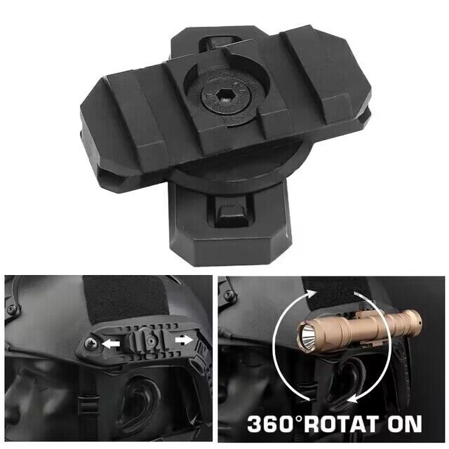 1set Tactical Helmet Side Rail Mount Adapter Military 360 Degree Guide Rotation
