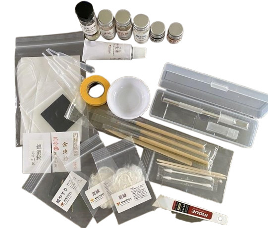 KINTSUGI KIJIMATSU Repair Beginner Full Kit Gold Silver Powder Tableware Lacquer