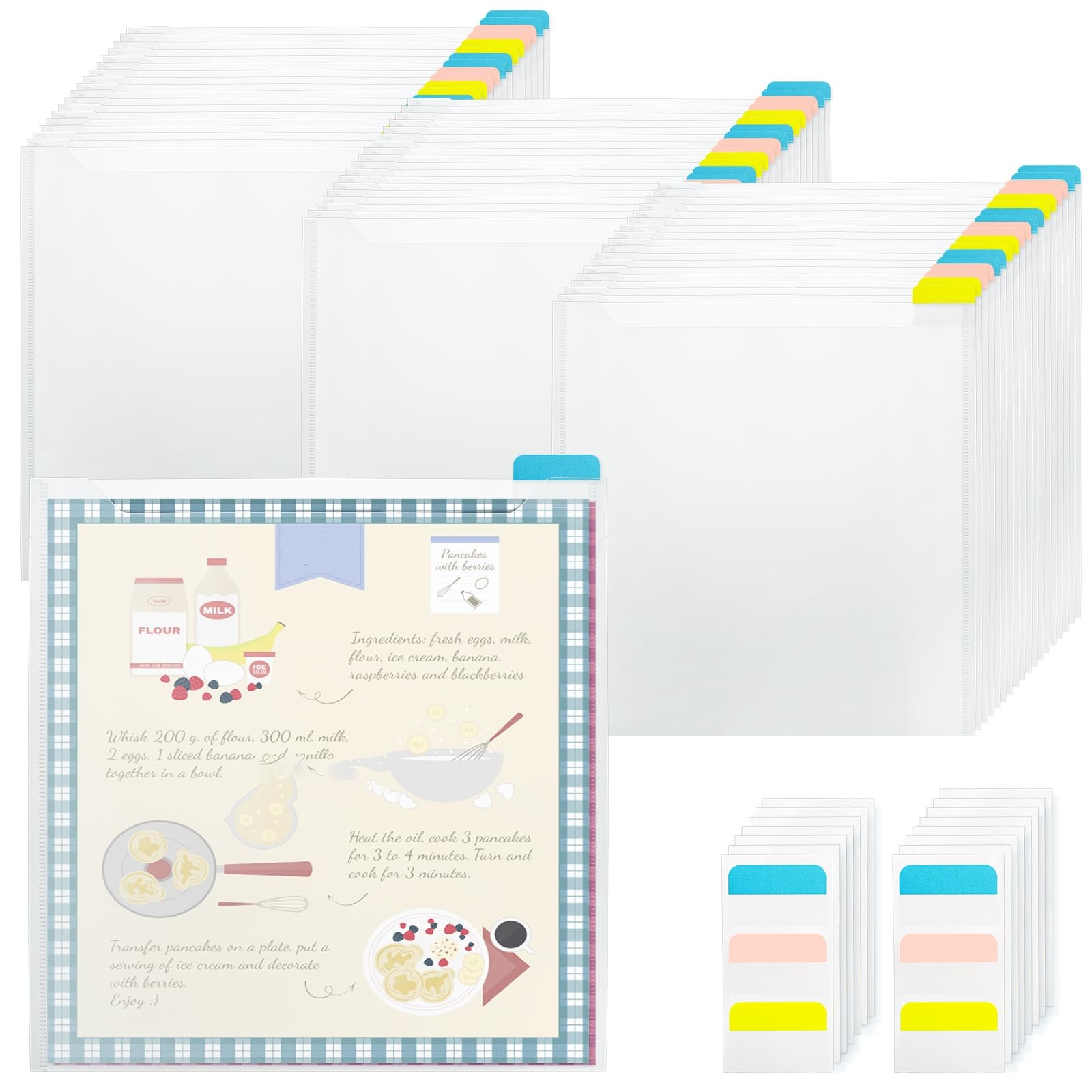 36 PCS Clear 12x12 Scrapbook Paper Storage Organizer Folder 90 Sticky Tabs