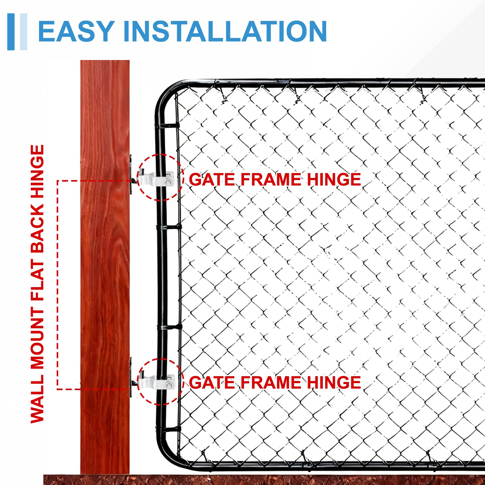 2Pcs Chain Link Fence Gate Post Hinge Female Hinge for 2-3/8" OD Post