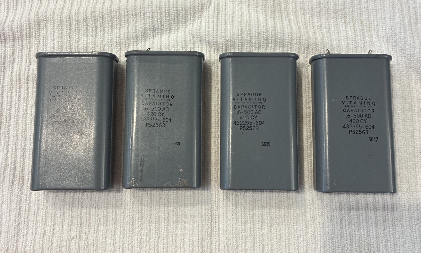 Lot Of 4 Vintage Sprague Vitamin Q Oil Capacitors UNTESTED see Pics For Details
