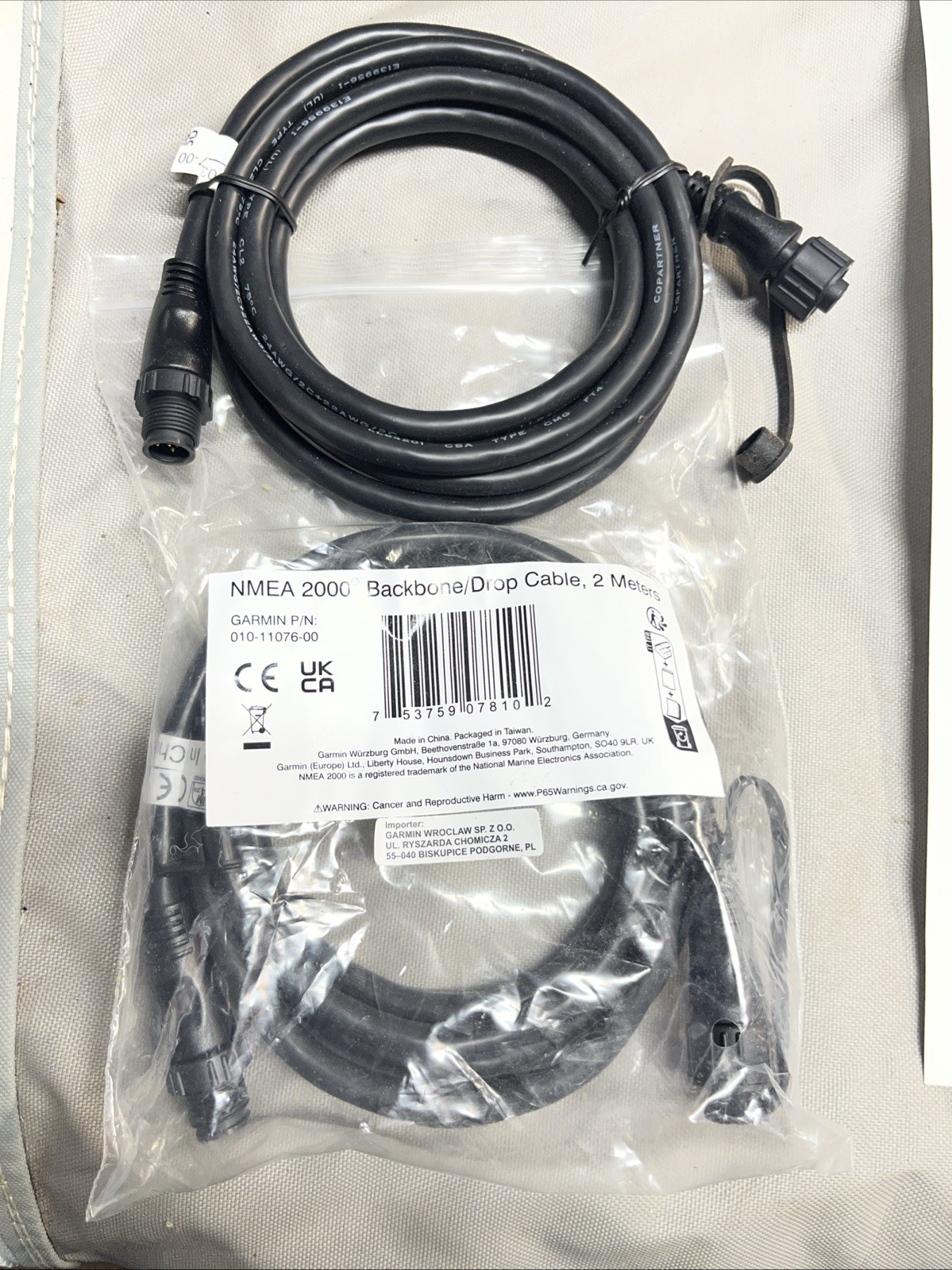 2 X GARMIN NMEA 2000 BACKBONE/Drop Cable, 2 Meters pn 010-11076-00 (414-SC2)