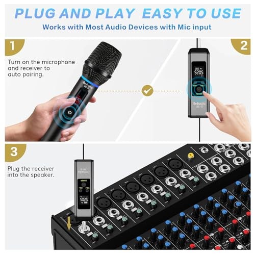 UHF Rechargeable Wireless Microphone for Singing with Handbag - Metal Handheld