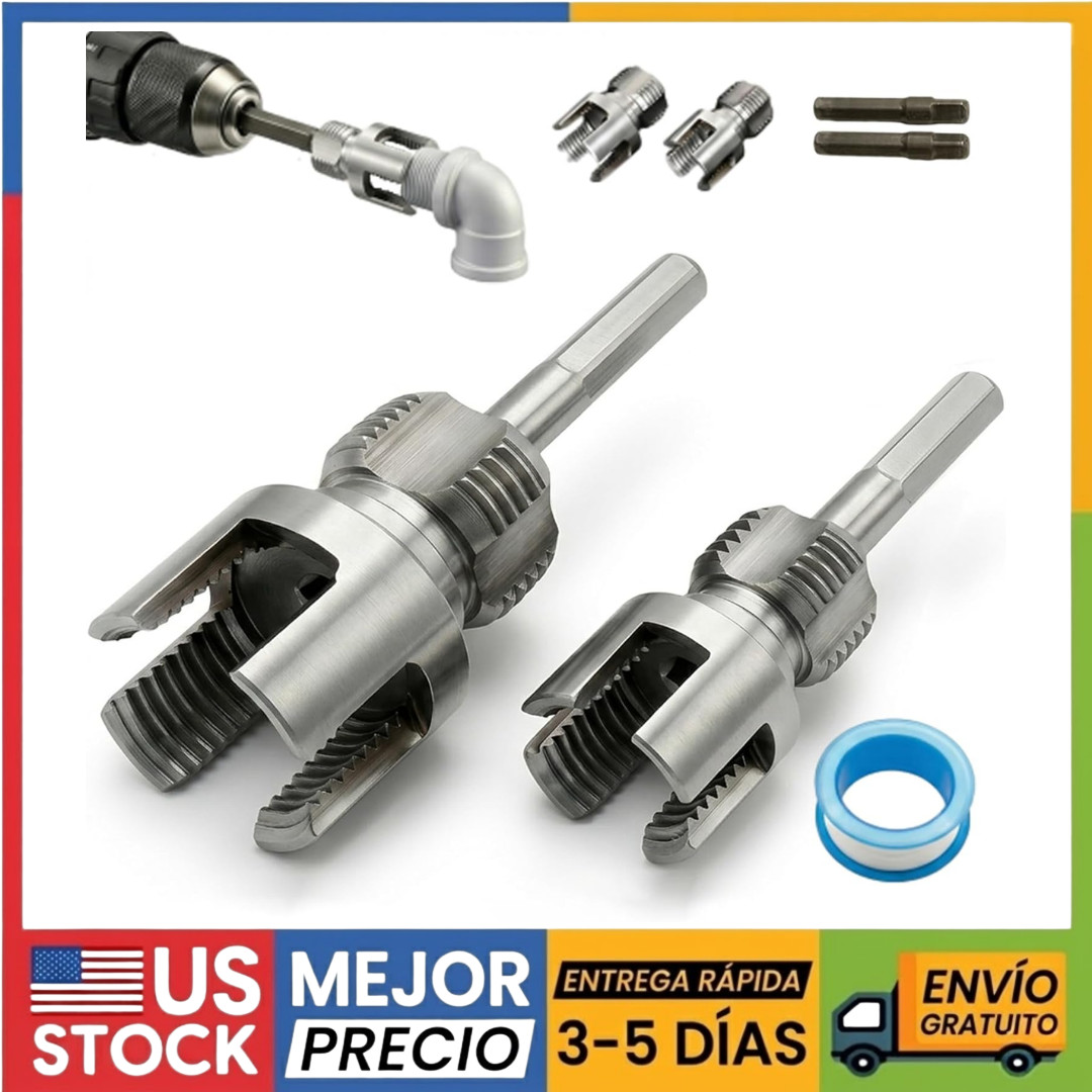 2 Terrajas para Tubo de PVC 1/2 3/4 Herramienta de Roscado para Taladro Auto  US