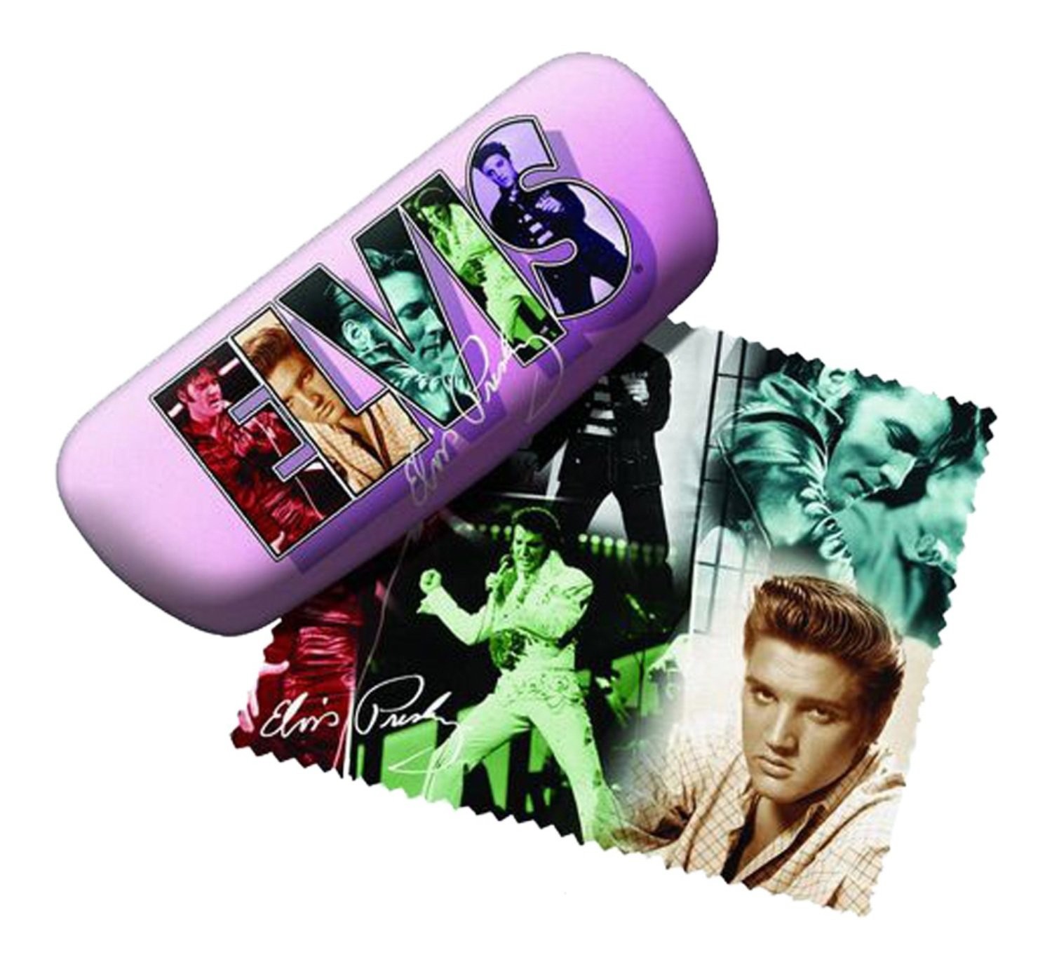 Spoontiques Elvis Presley Eye Glass Case Collage Plush Clear 6 Inch Standard