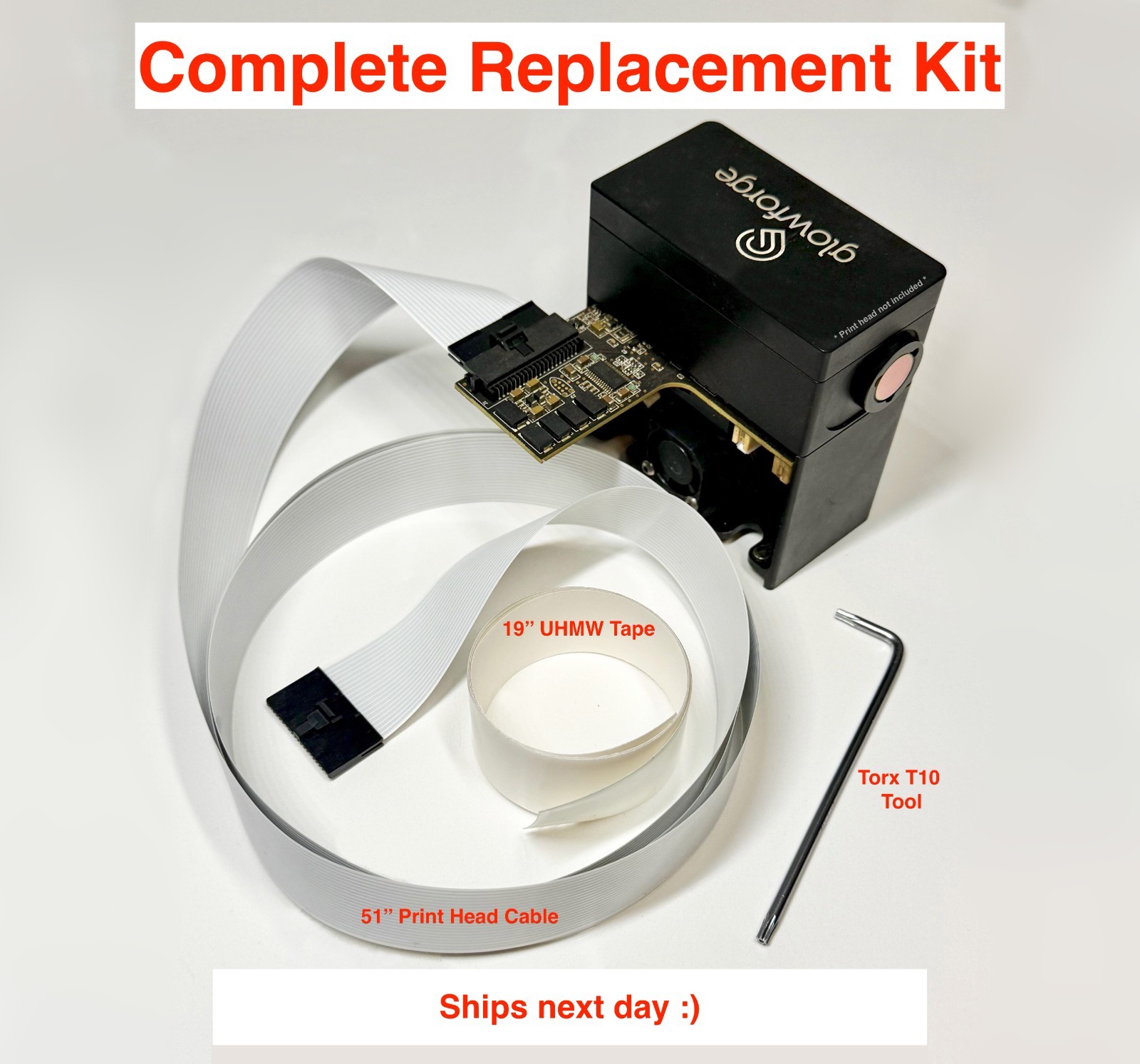 Glowforge Print Head White Ribbon Cable KIT with extras!