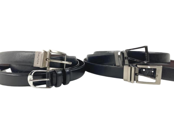 Lot of 4 Black Leather Belts for DIY Crafting - Nautica & More