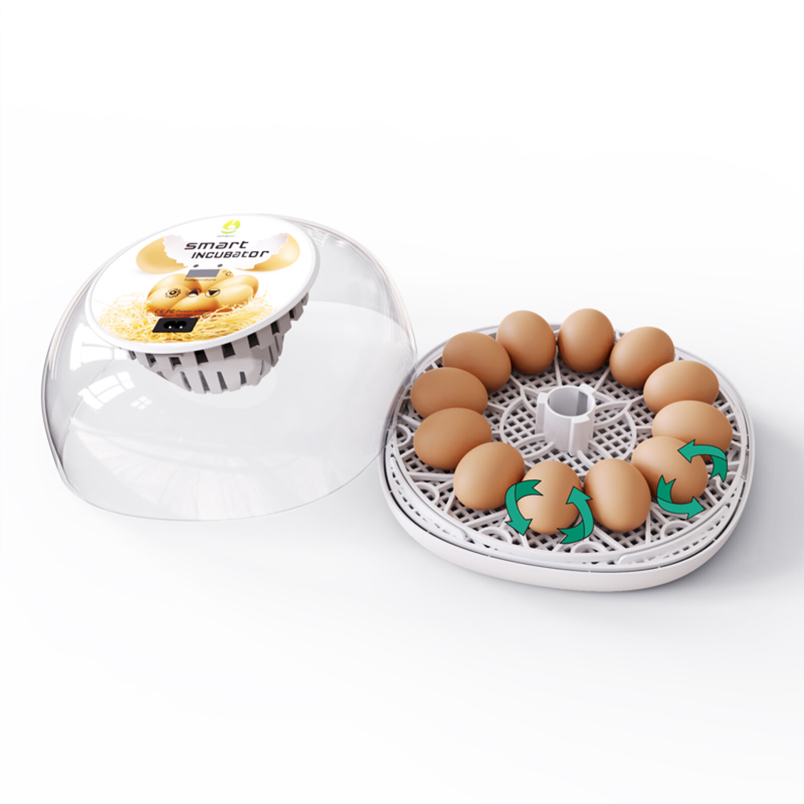 12/16 Egg Incubator Fully Automatic Brooder Flat Incubator with LED Lighting
