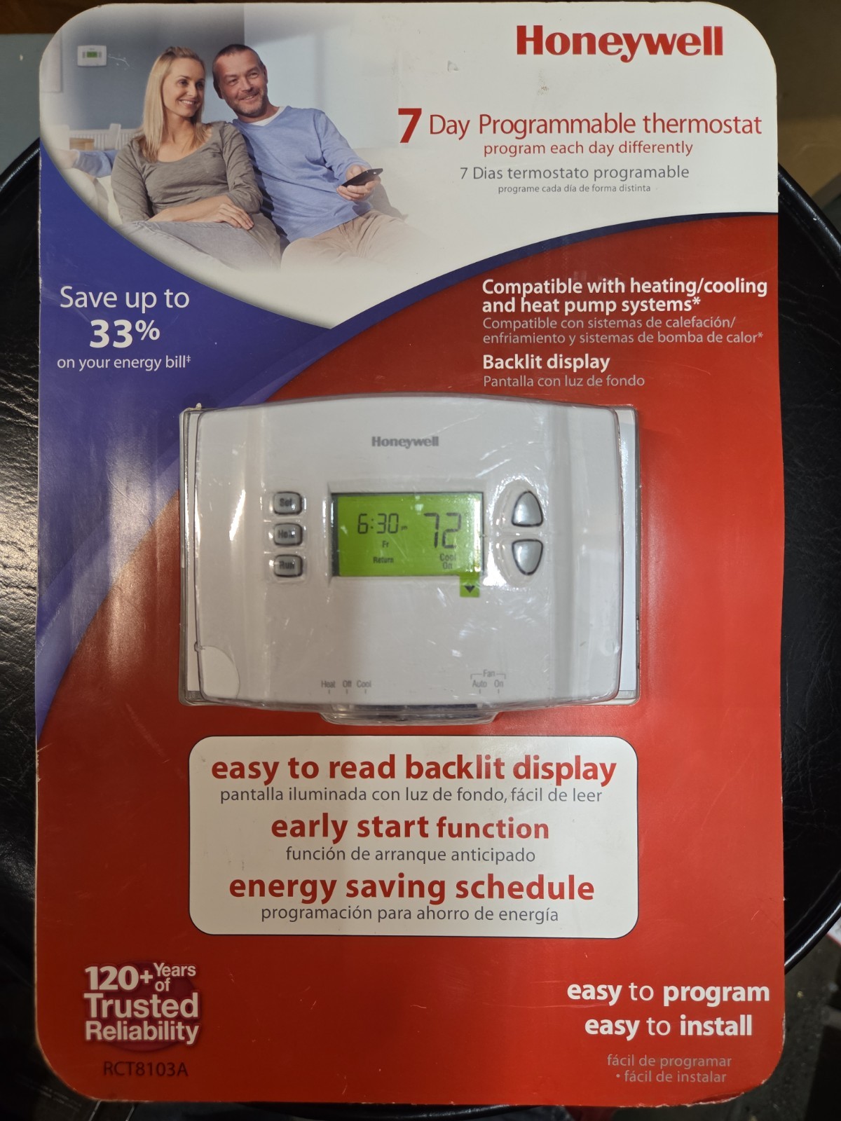 NEW Honeywell 7-Day Programmable Thermostat Temperature Control RCT8103A-White