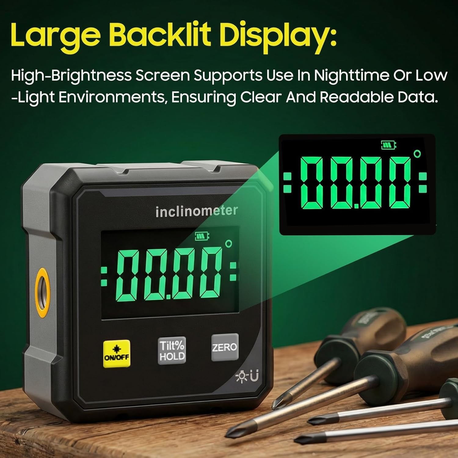 1pcs Digital Laser Angle Finder inclinometer,Protractor Tool,4×90° High Accuracy