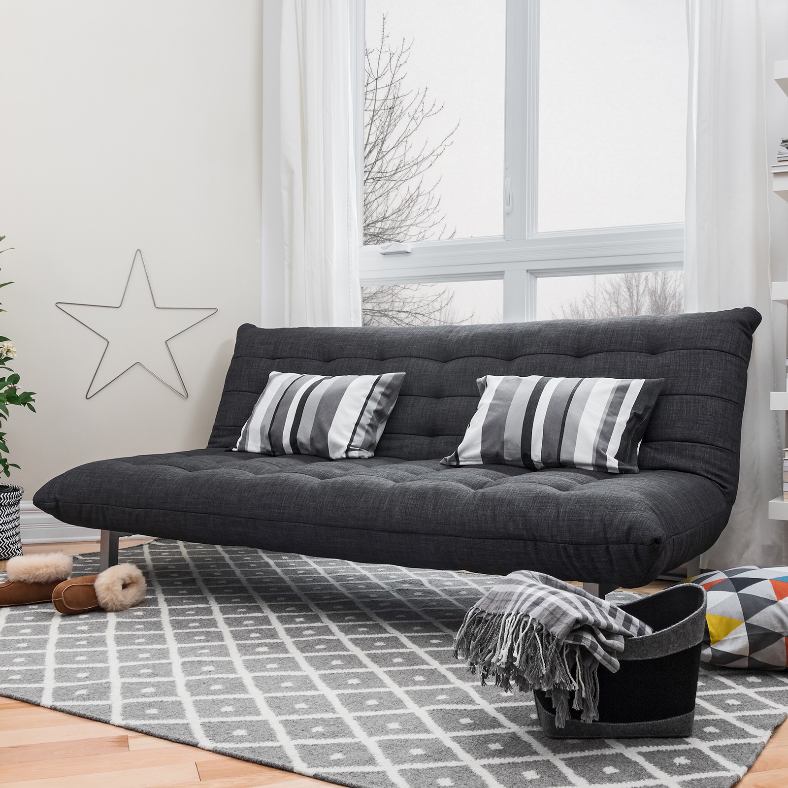 Stretch Sofa Bed Cover, Couch Slipcover Fit Length 47"-59", Silver Gray