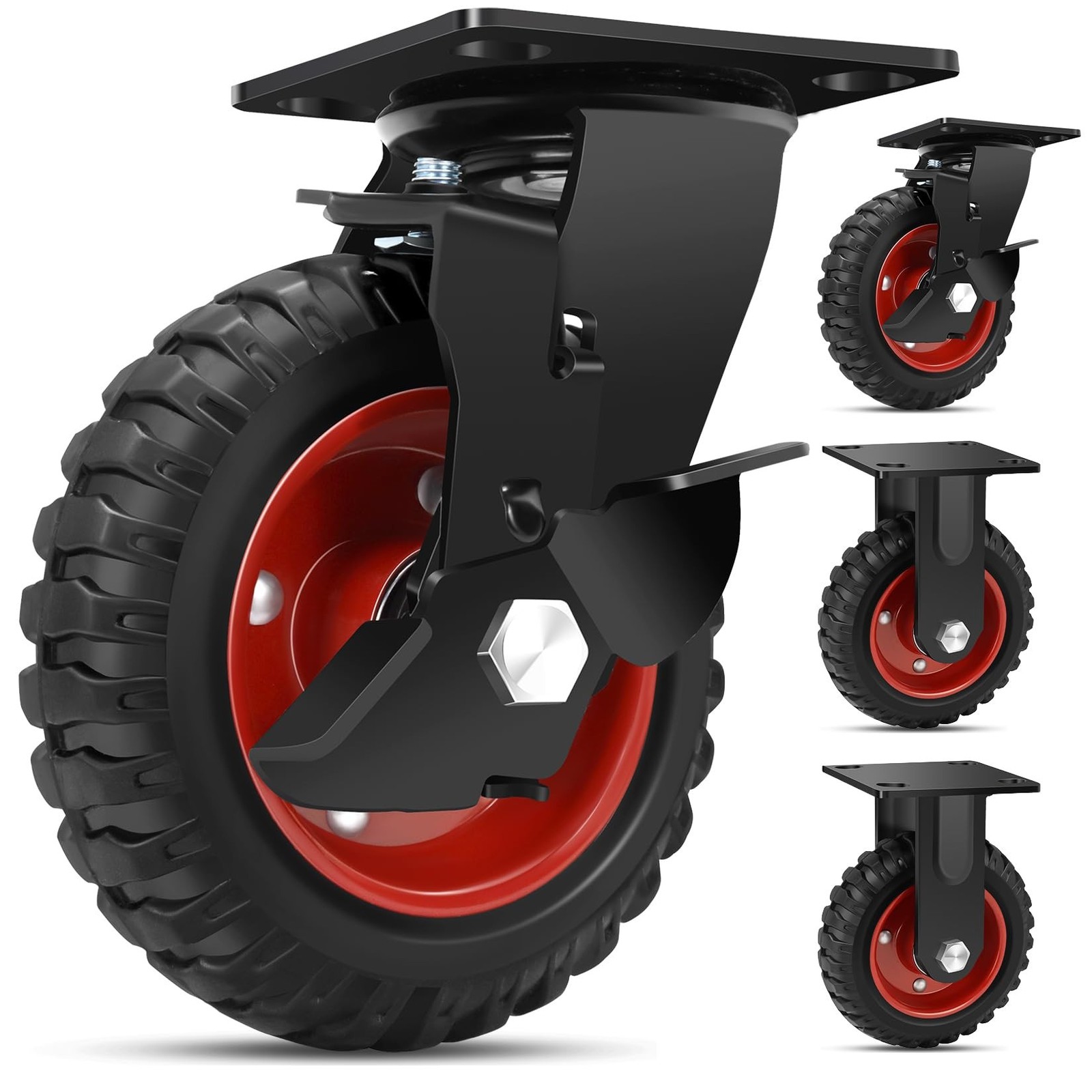 W B D WEIBIDA 6 Inch Heavy Duty Caster Wheels Set of 4, 1800 LBS Outdoor Indu...